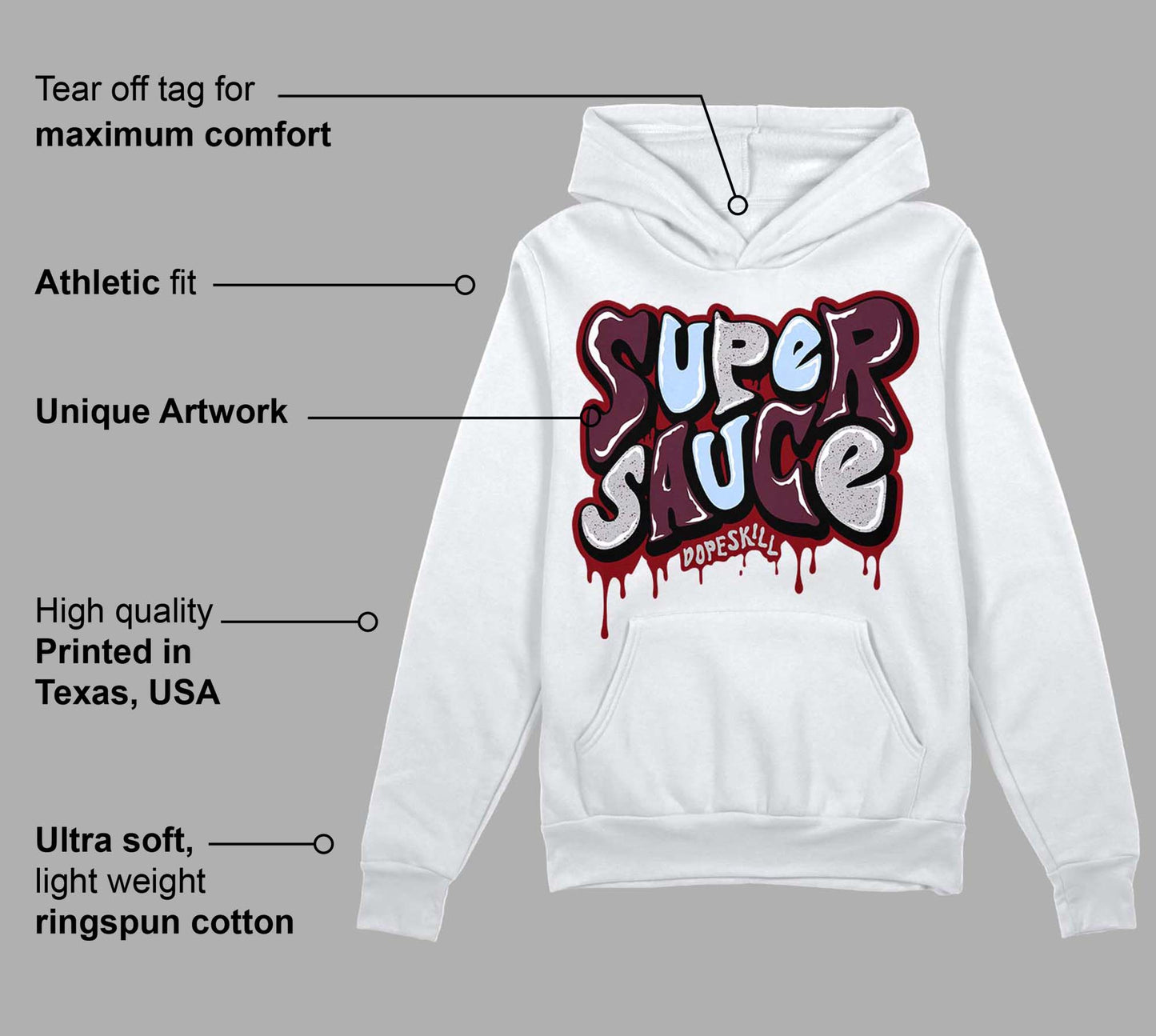 Burgundy 5s DopeSkill Hoodie Sweatshirt Super Sauce Graphic
