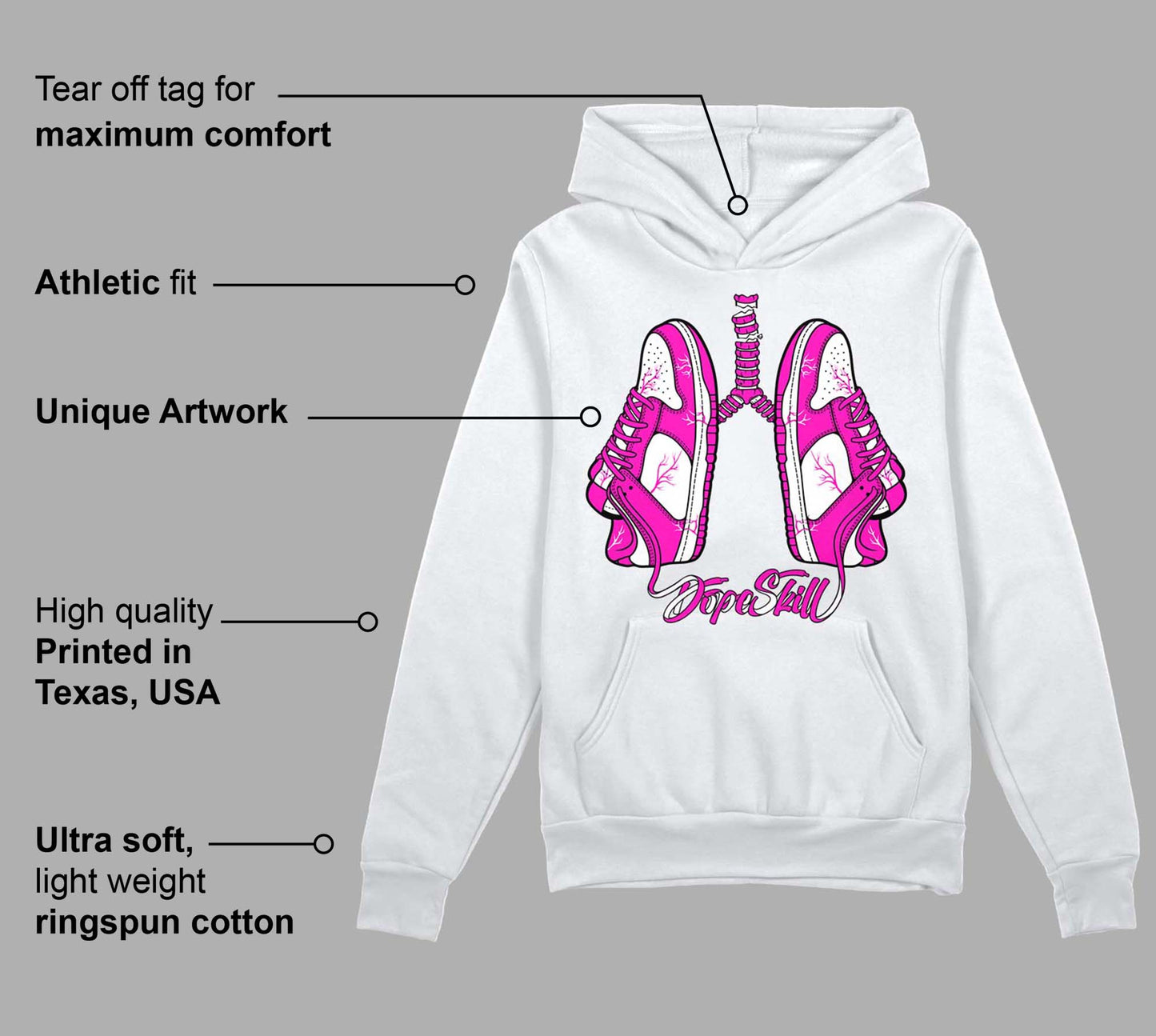 Dunk Low Active Fuchsia DopeSkill Hoodie Sweatshirt Breathe Graphic