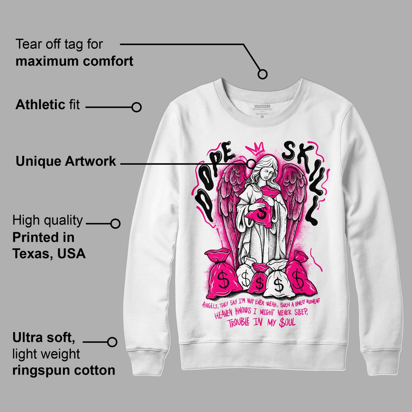Fierce Pink 1s DopeSkill Sweatshirt Angels Graphic