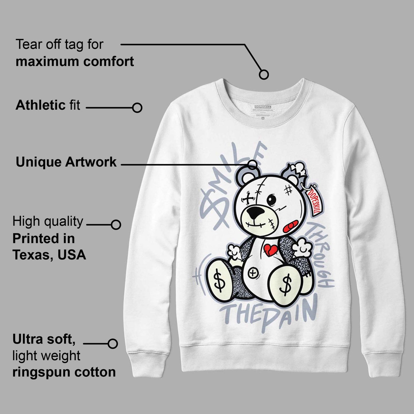 White Cement Reimagined 3s DopeSkill Sweatshirt BEAN Graphic