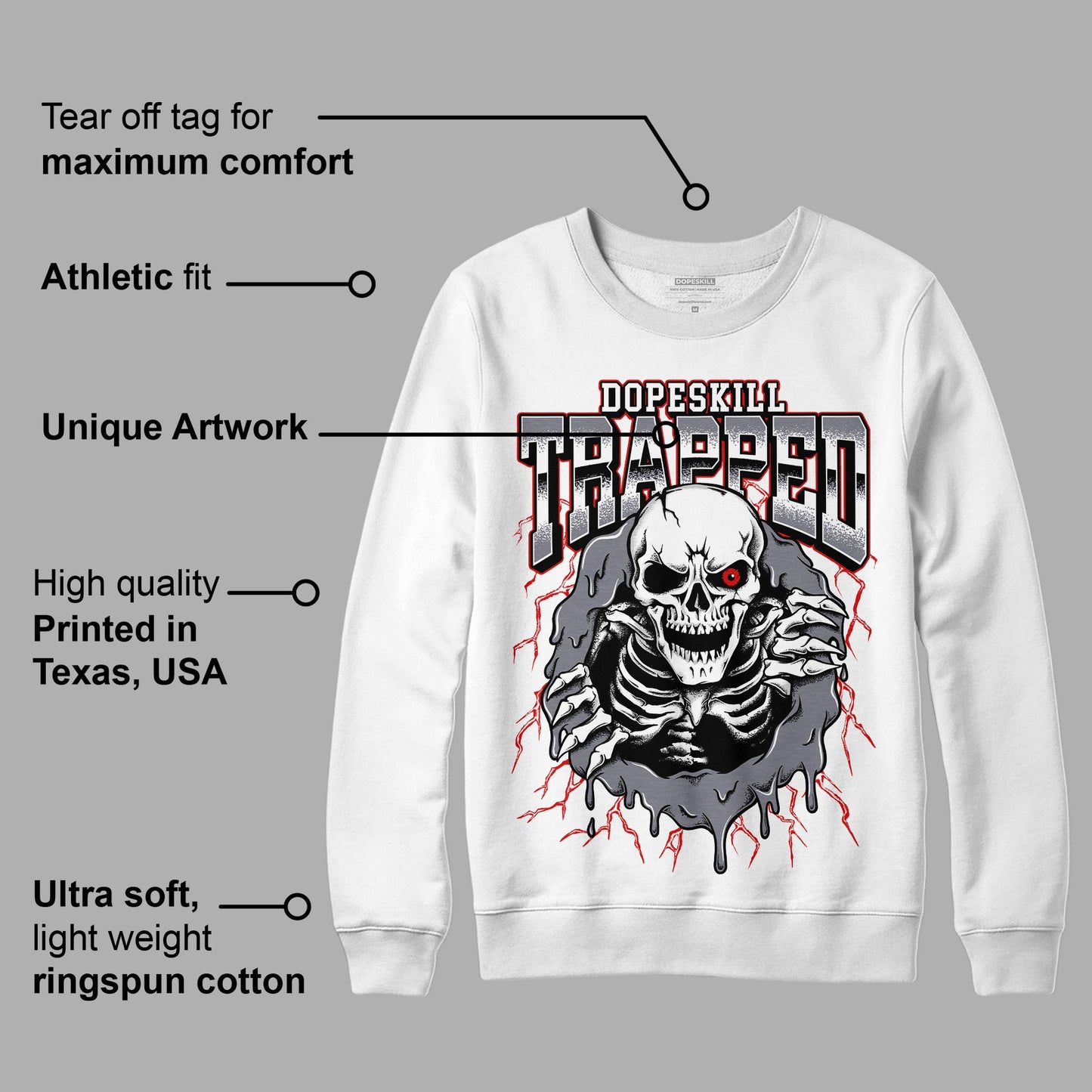 Fire Red 9s DopeSkill Sweatshirt Trapped Halloween Graphic