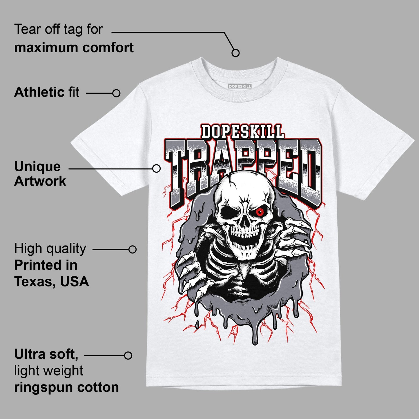 Fire Red 9s DopeSkill T-Shirt Trapped Halloween Graphic