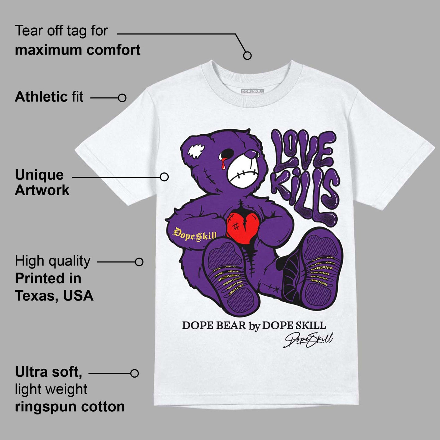 Field Purple 12s DopeSkill T-Shirt Love Kills Graphic