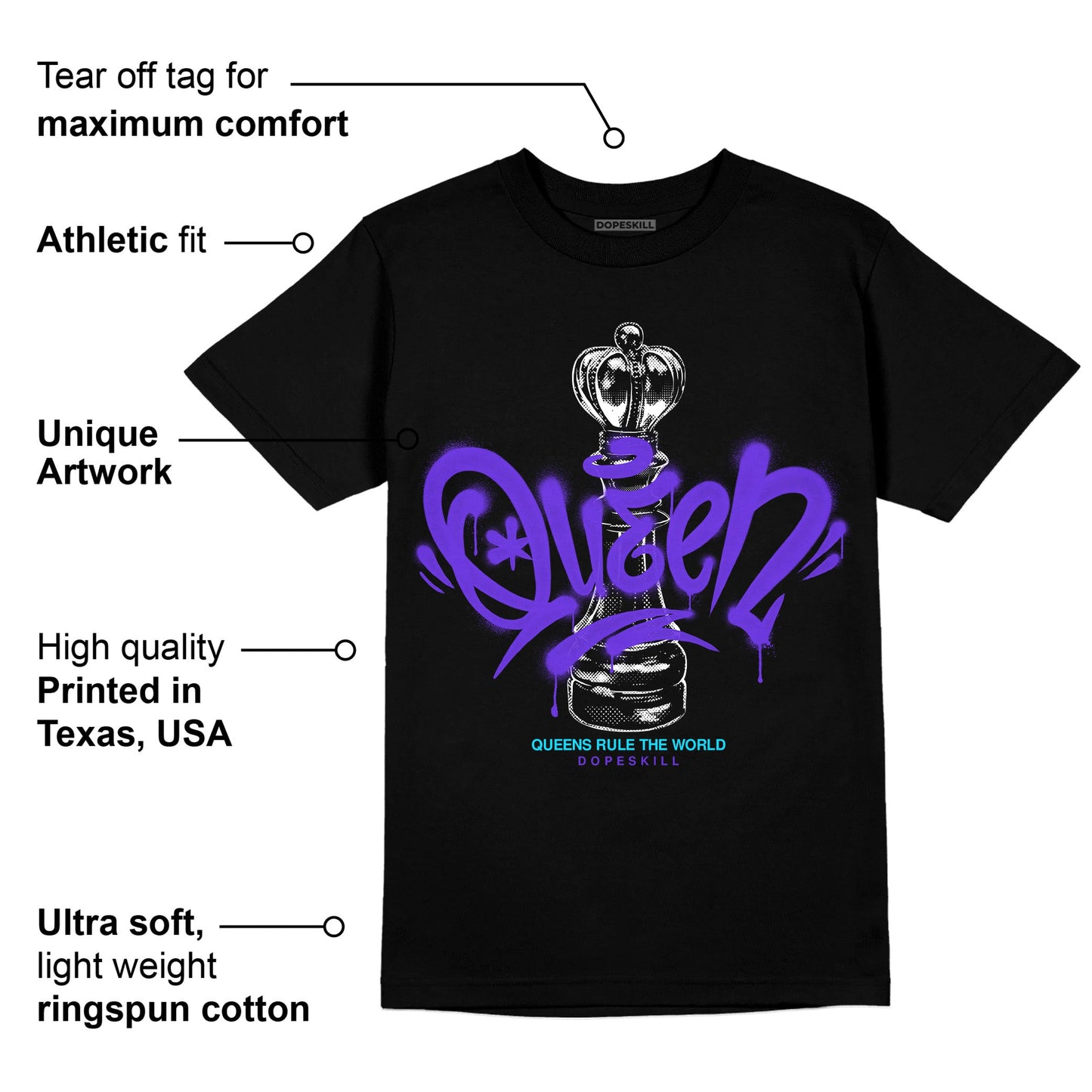 Aqua 6s DopeSkill T-Shirt Queen Chess Graphic