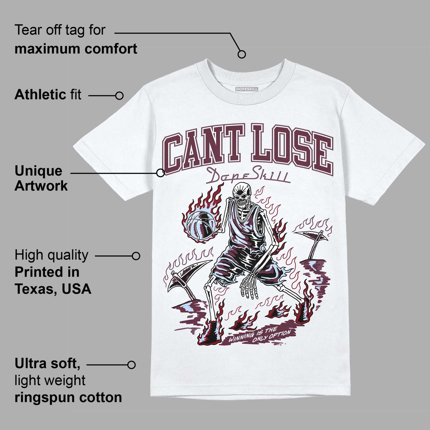Burgundy 5s DopeSkill T-Shirt Cant Lose Graphic