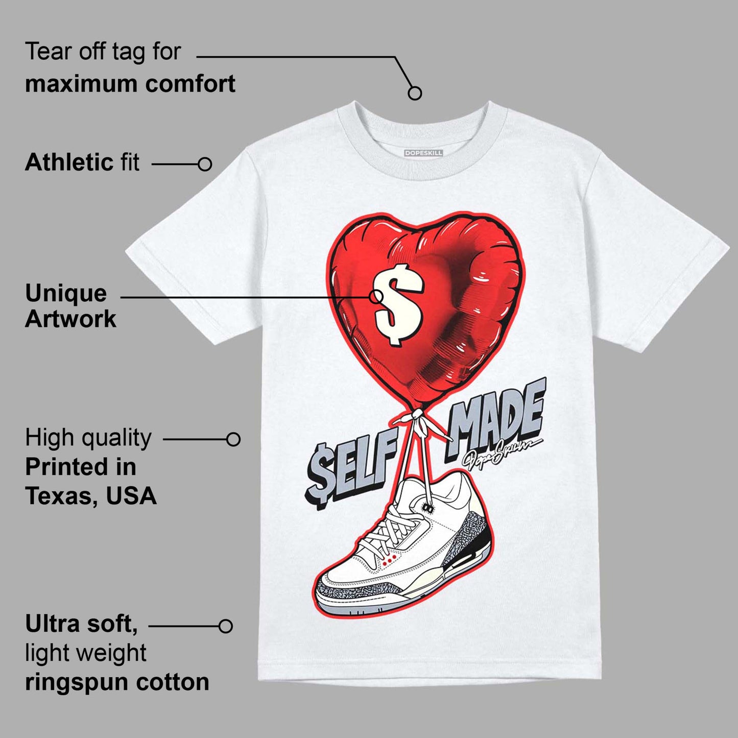 White Cement Reimagined 3s DopeSkill T-Shirt Self Made Graphic