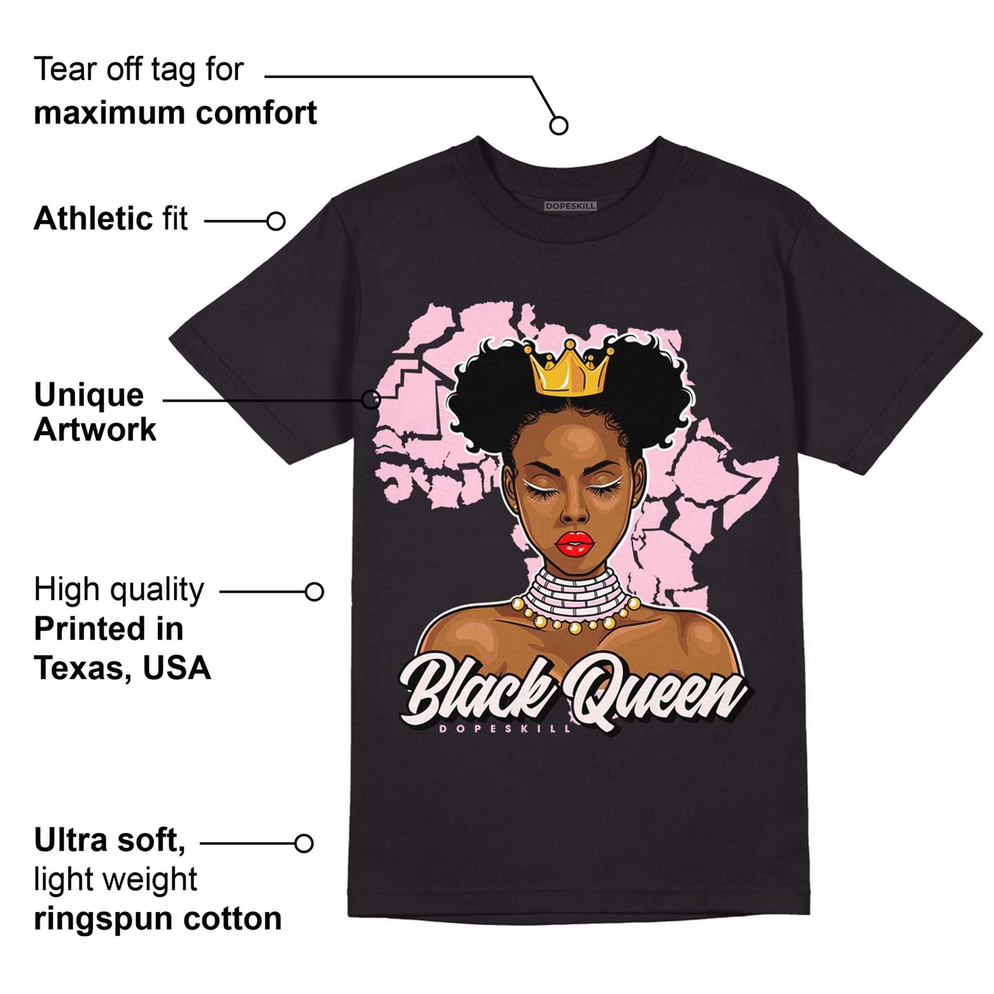 Dunk Low Pink Foam DopeSkill T-Shirt Black Queen Graphic