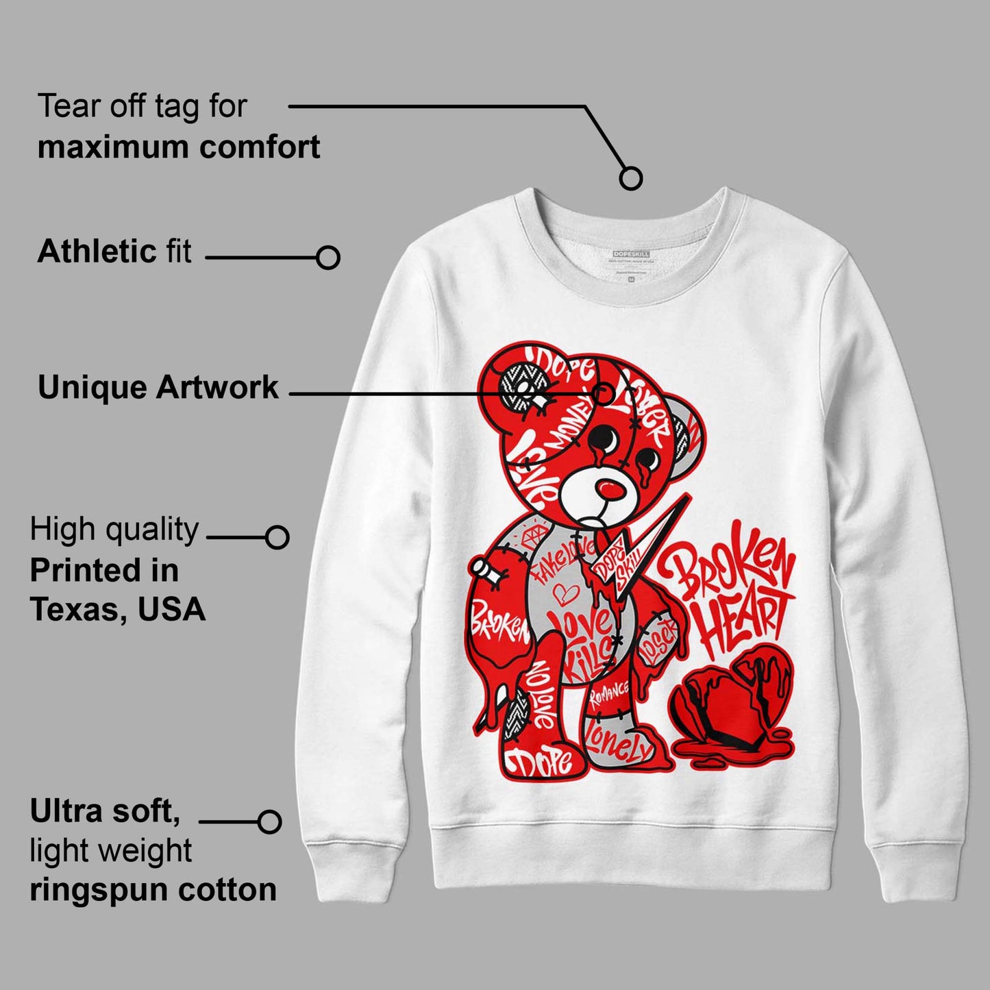 Cherry 12s DopeSkill Sweatshirt Broken Heart Graphic