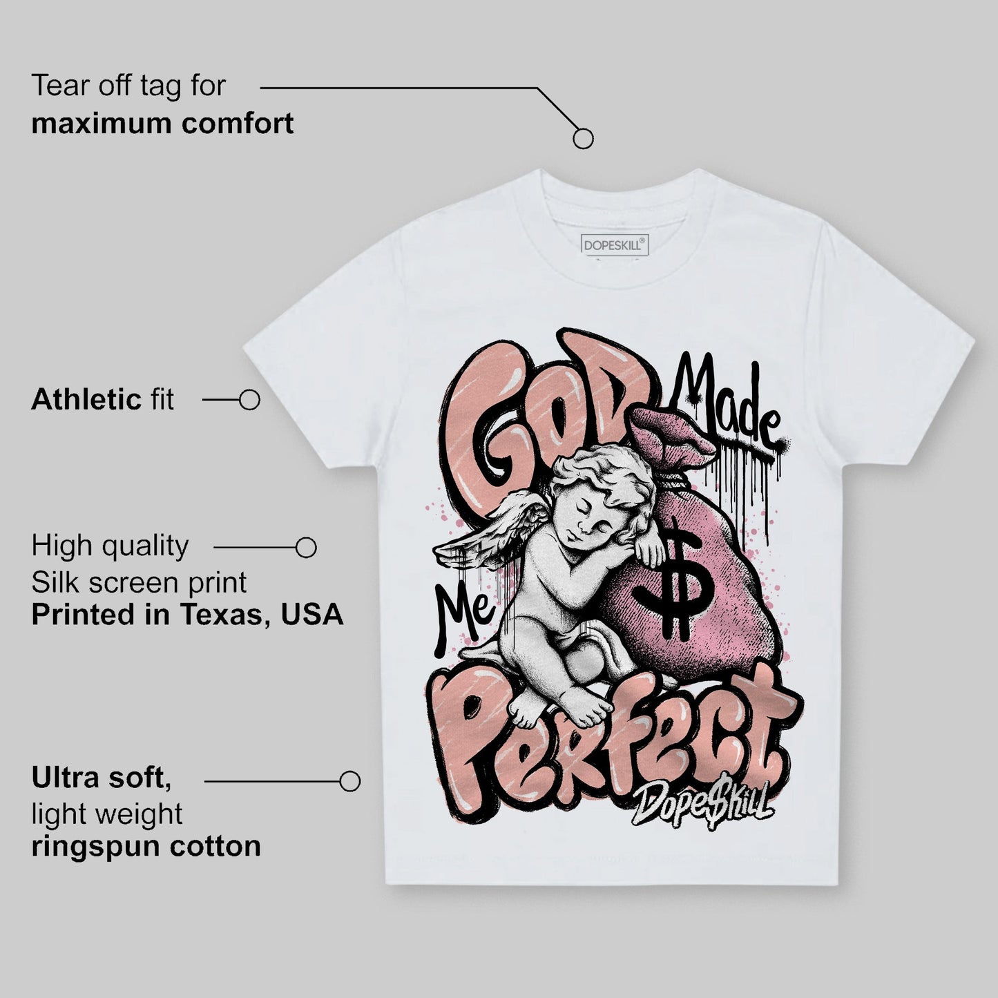 Legend Pink 11s DopeSkill Toddler Kids T-shirt God Made Me Perfect Graphic