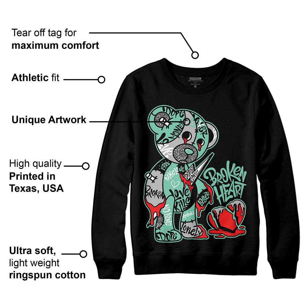 Green Glow 3s DopeSkill Sweatshirt Broken Heart Graphic