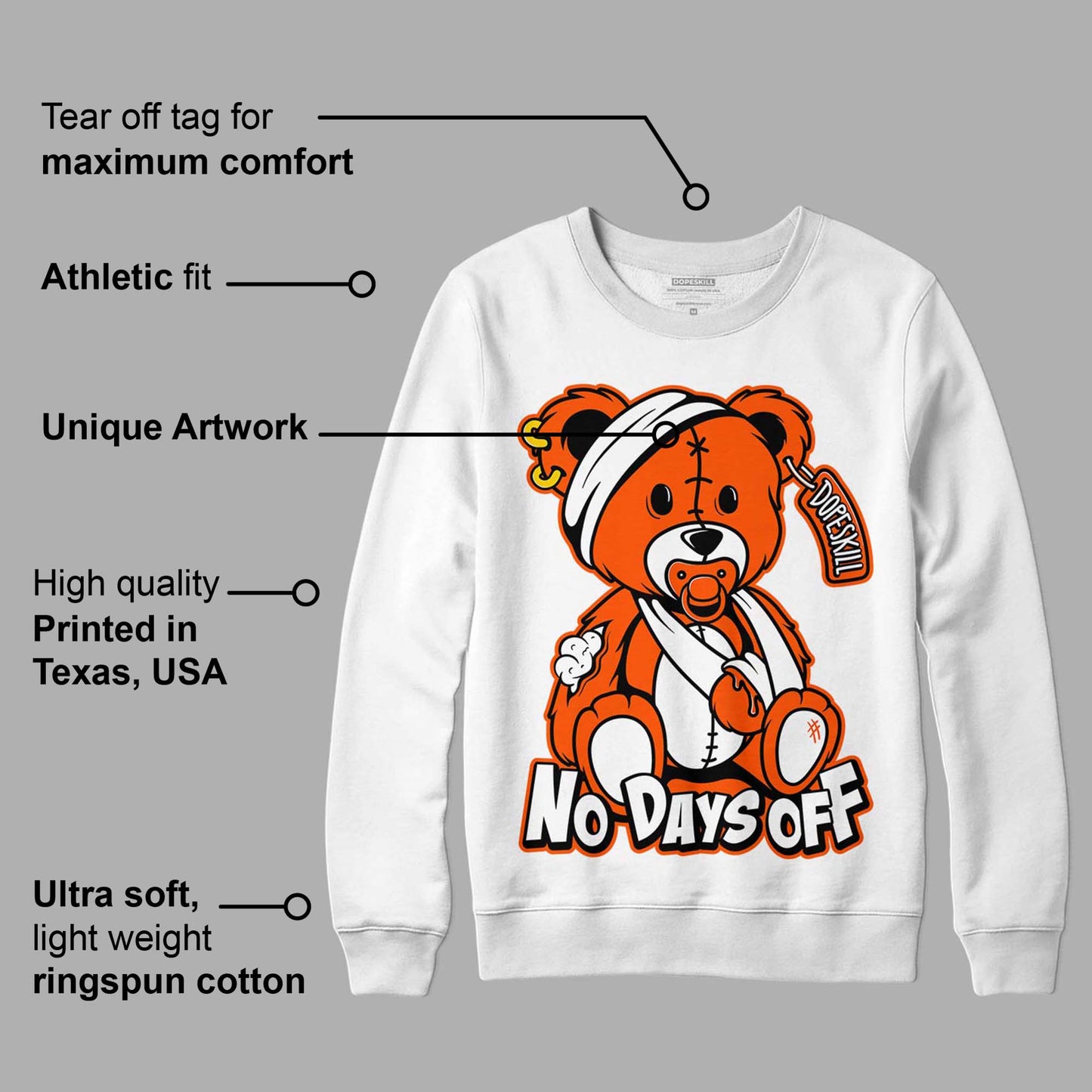 Orange Milk DopeSkill Sweatshirt Hurt Bear Graphic