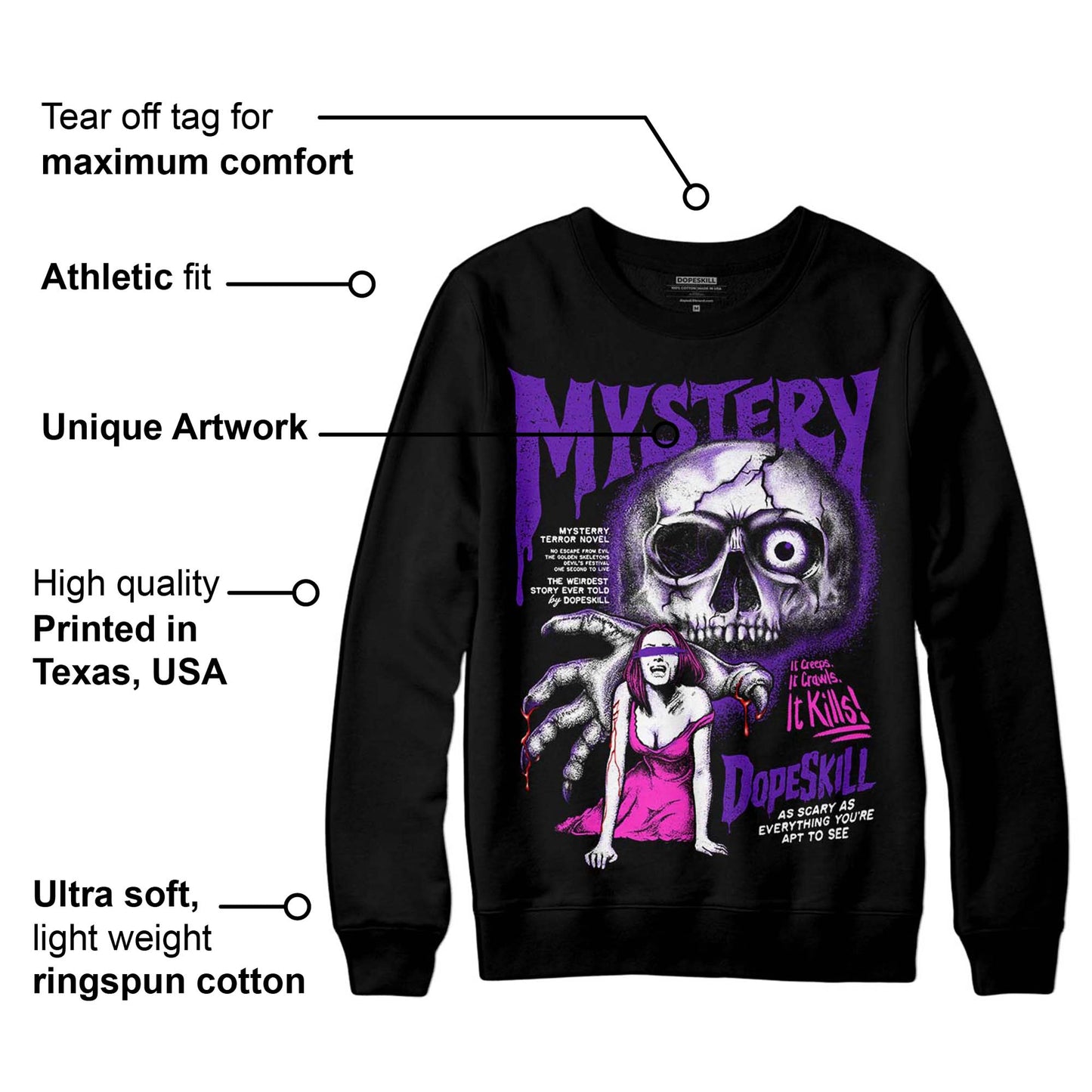 Court Purple 13s DopeSkill Sweatshirt Mystery Ghostly Grasp Graphic