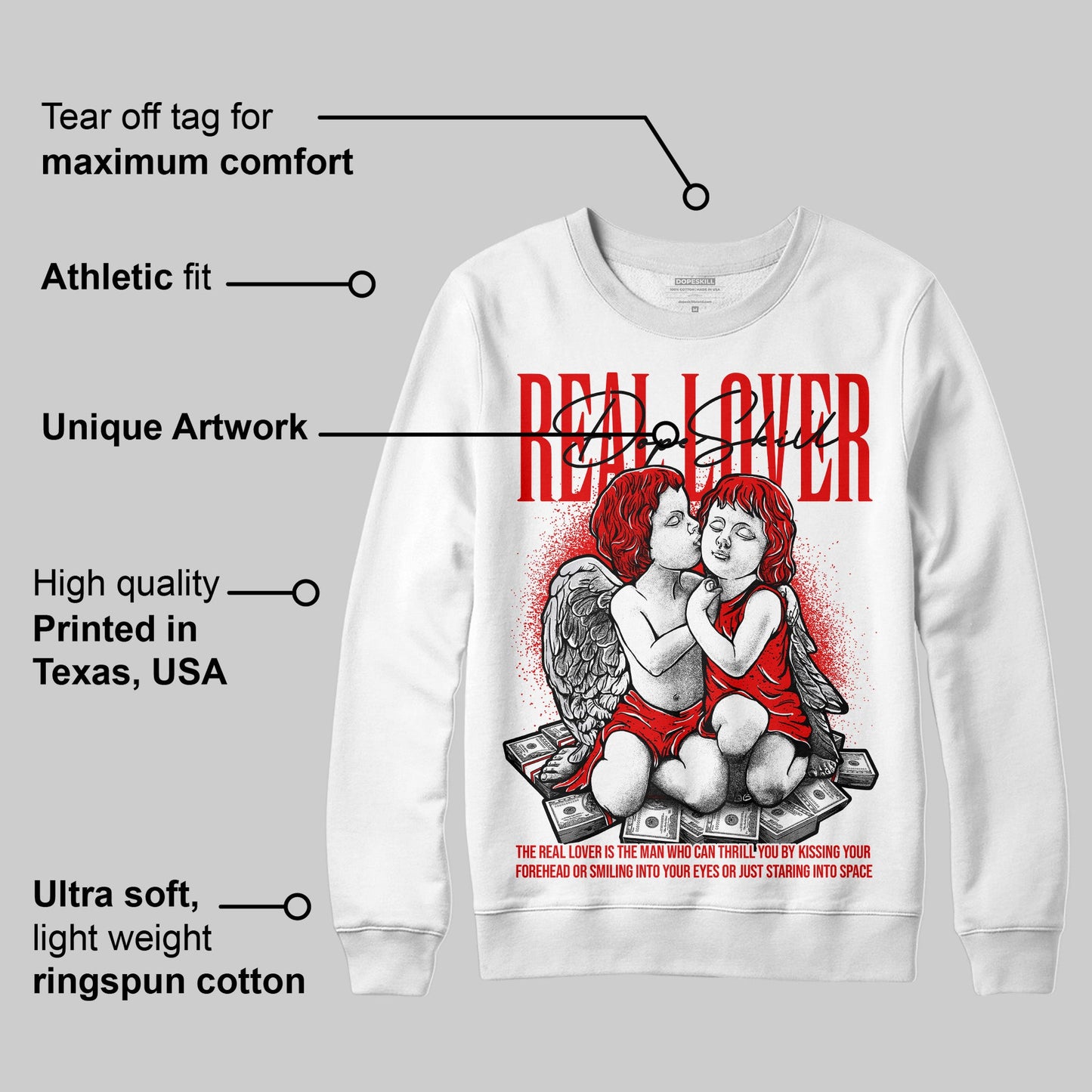 Red Cement 4S DopeSkill Sweatshirt Real Lover Graphic