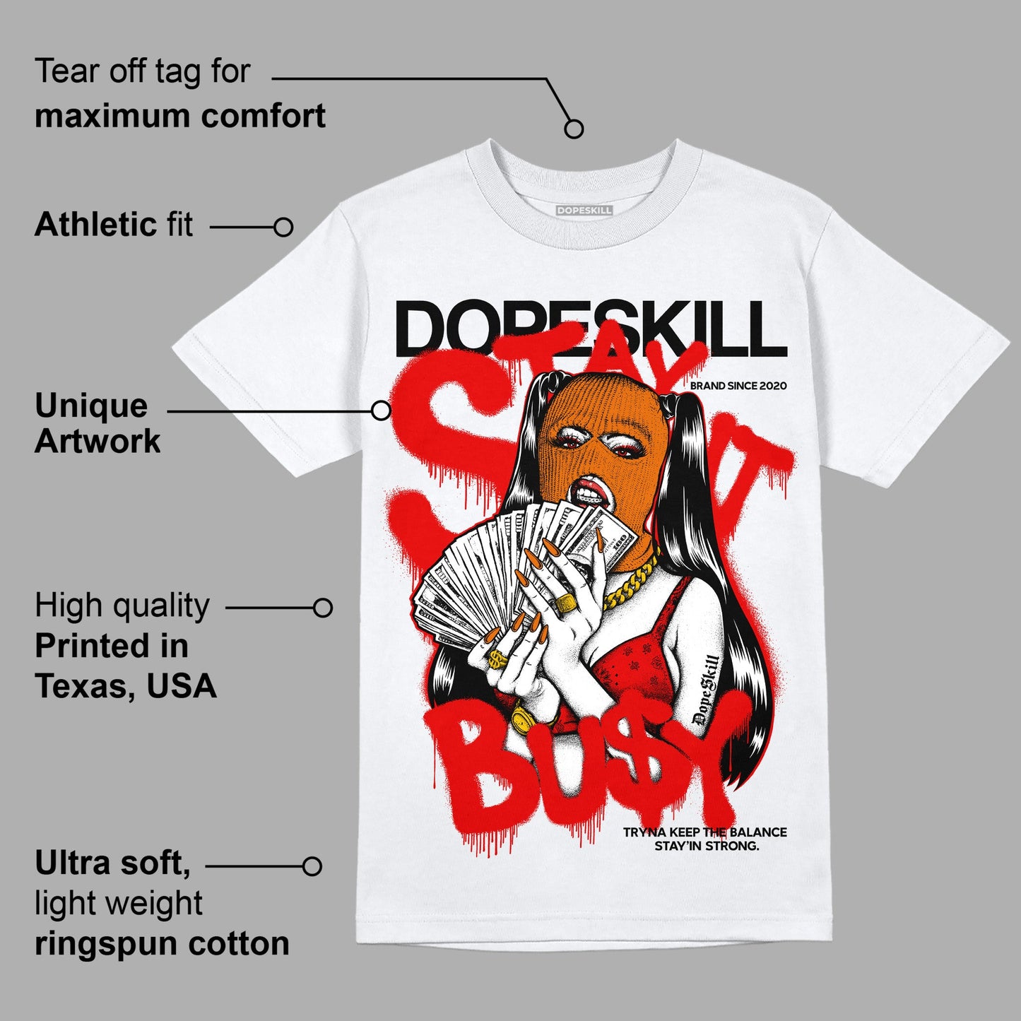 Red Cement 4S DopeSkill T-Shirt Stay It Busy Graphic