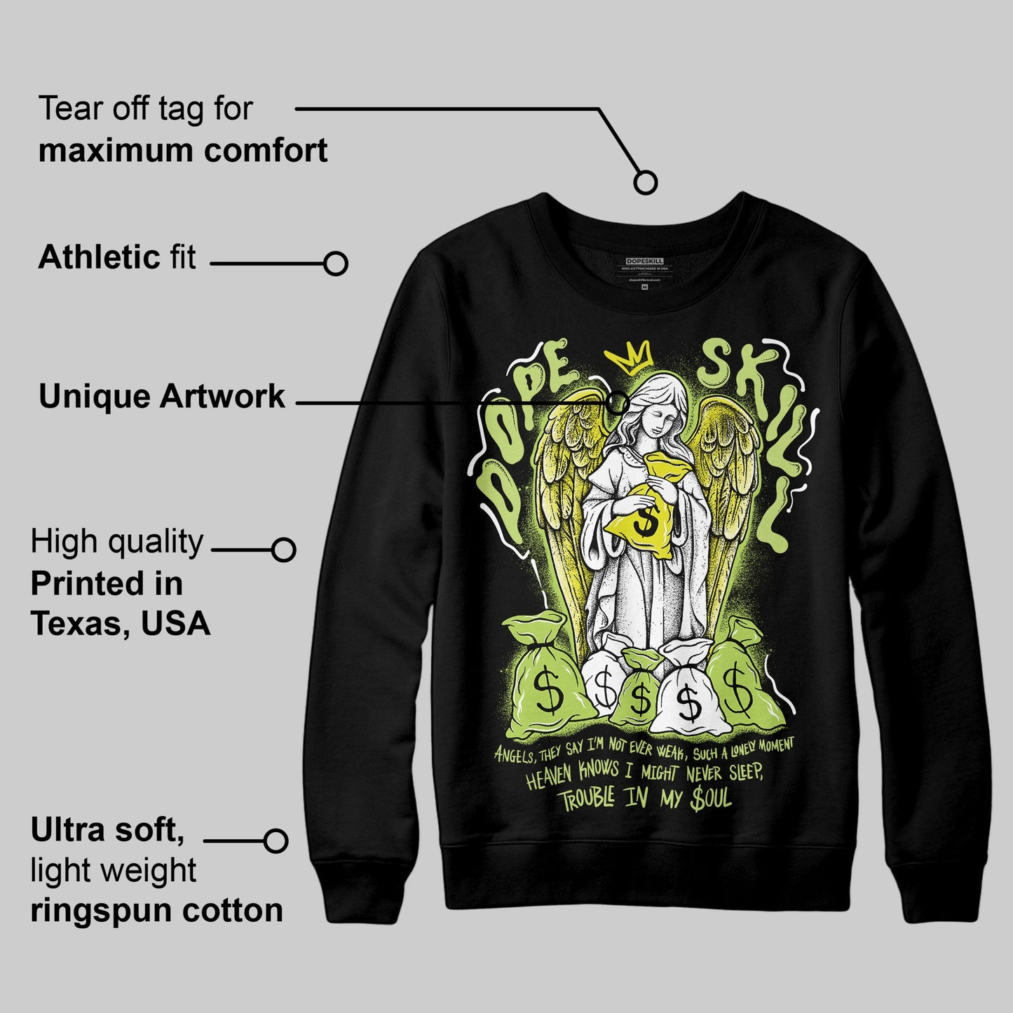 Bright Cactus 13s DopeSkill Sweatshirt Angels Graphic