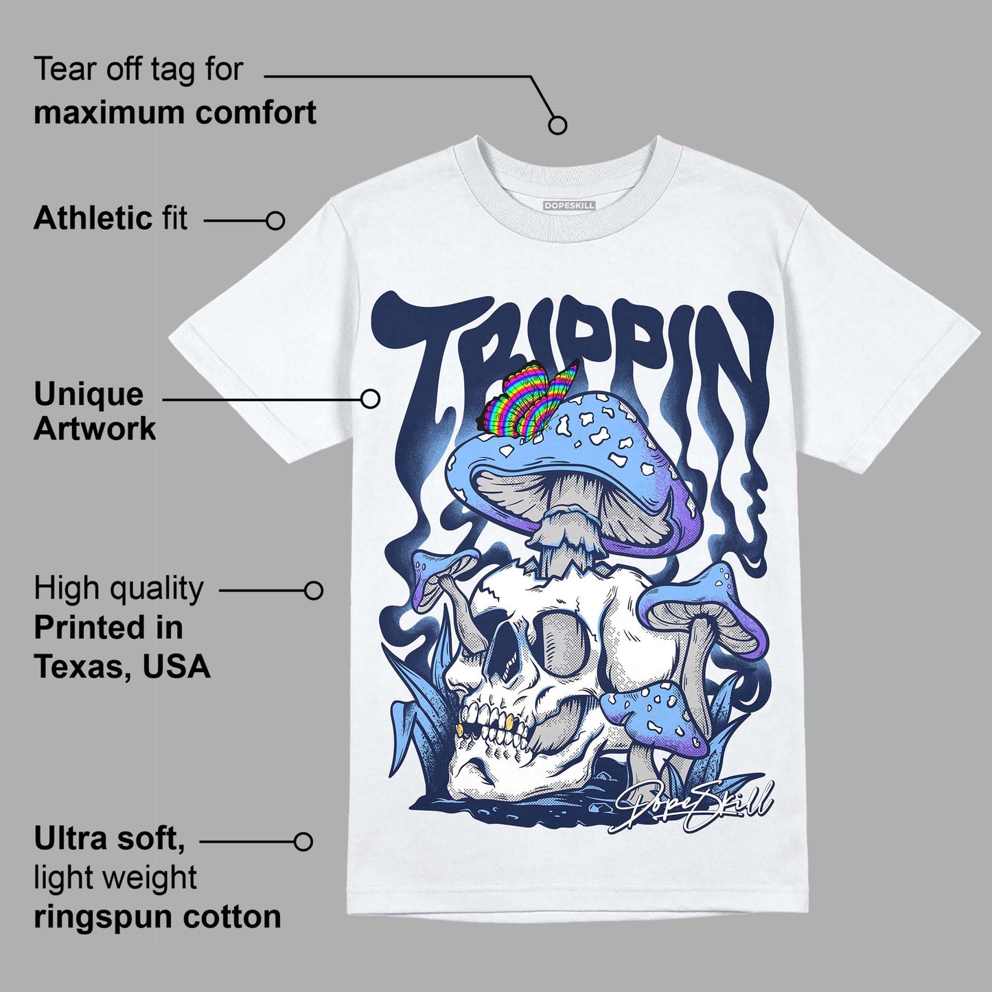 Midnight Navy 5s DopeSkill T-Shirt Trippin Graphic