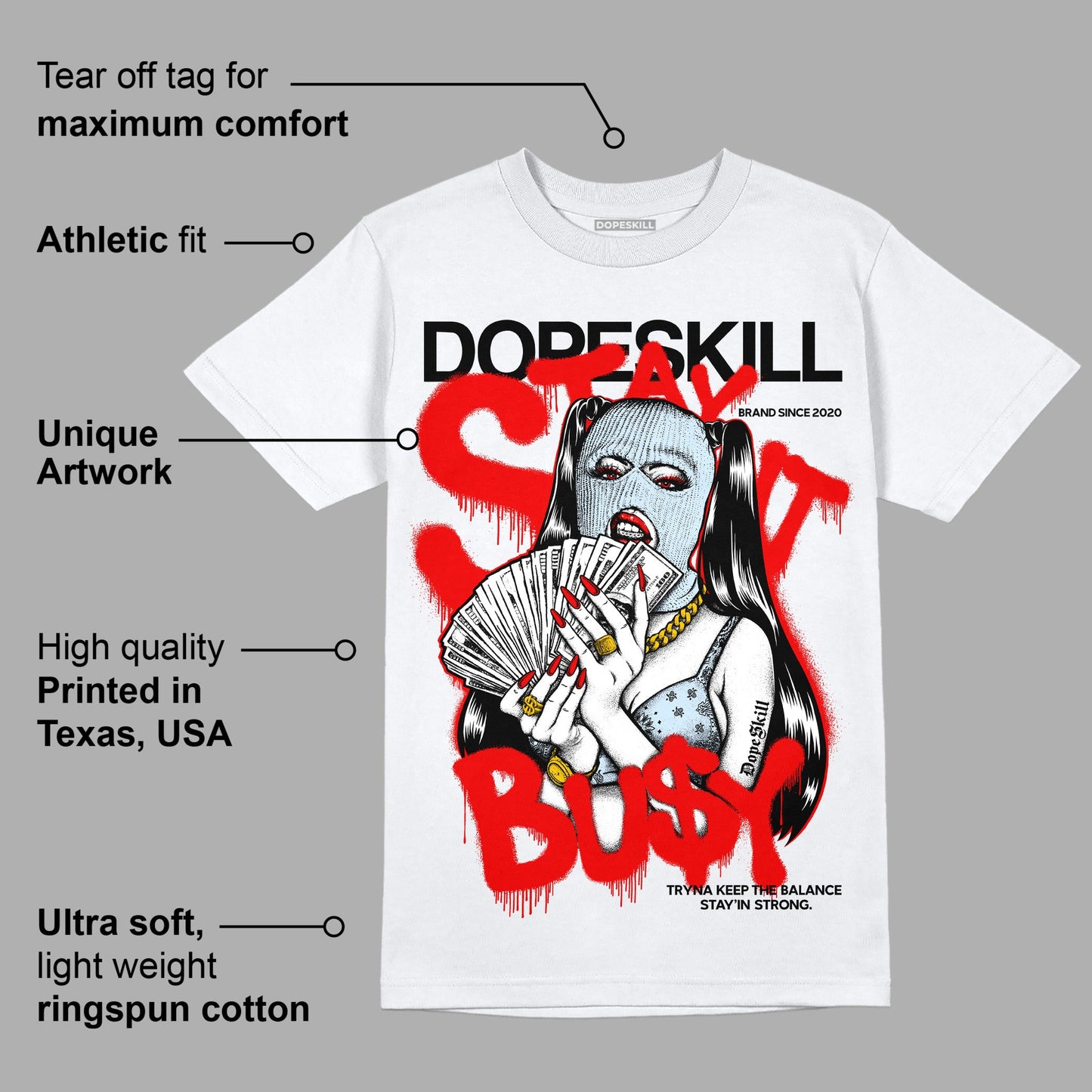 Cherry 11s DopeSkill T-Shirt Stay It Busy Graphic
