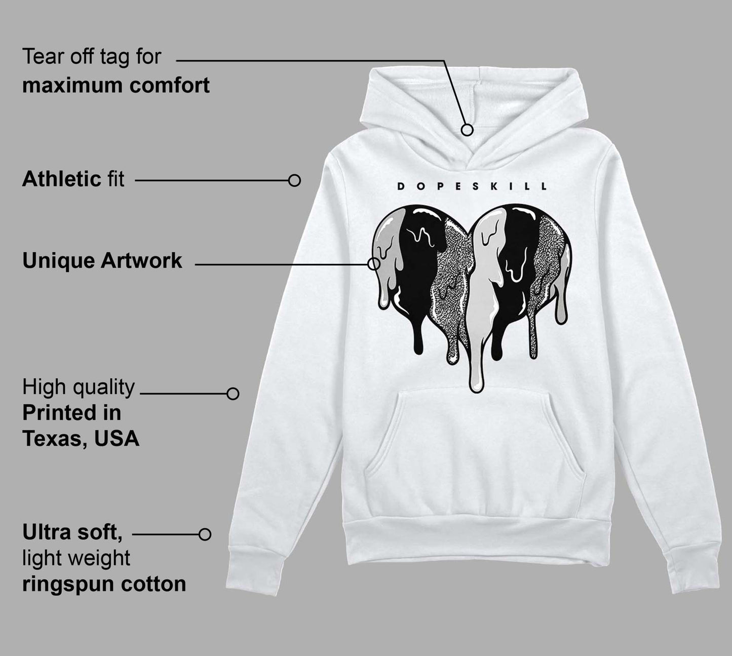 Off Noir 3s DopeSkill Hoodie Sweatshirt Slime Drip Heart Graphic