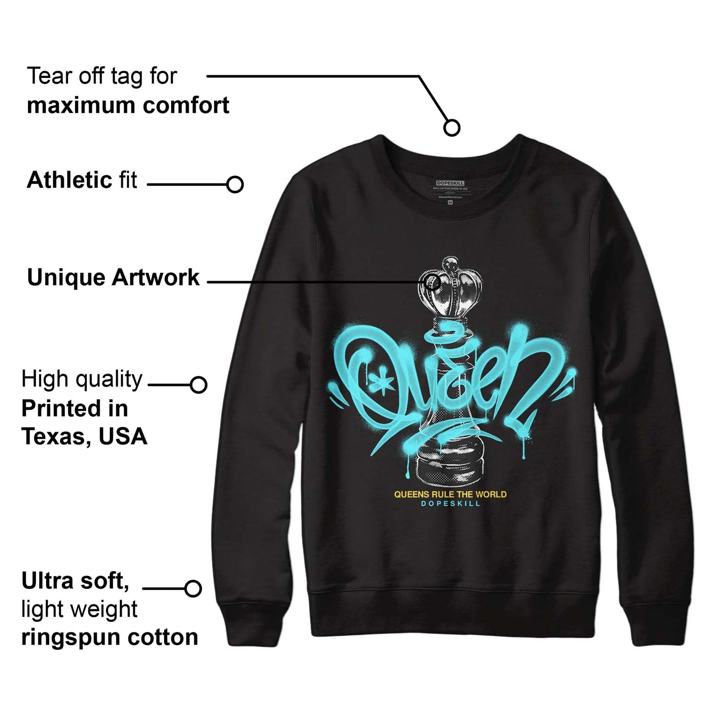 Aqua 5s DopeSkill Sweatshirt Queen Chess Graphic
