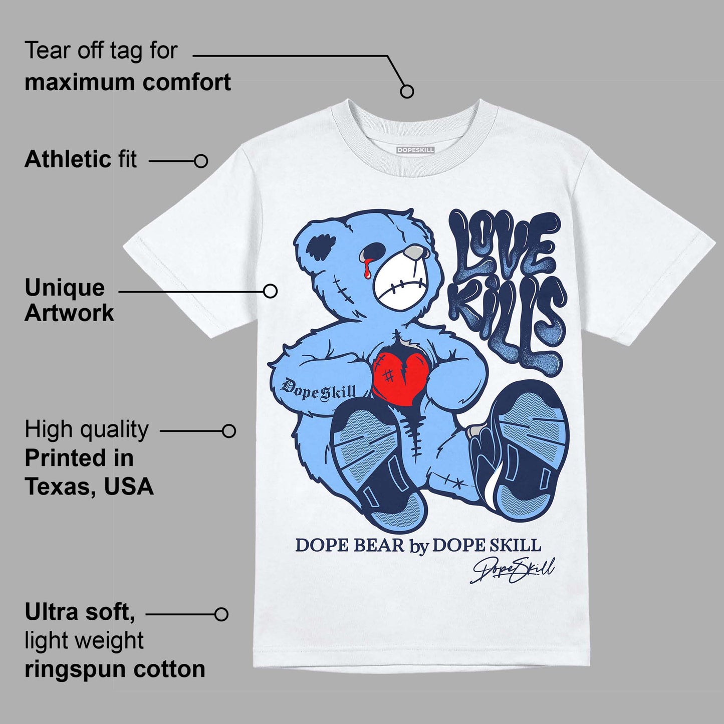 Midnight Navy 5s DopeSkill T-Shirt Love Kills Graphic