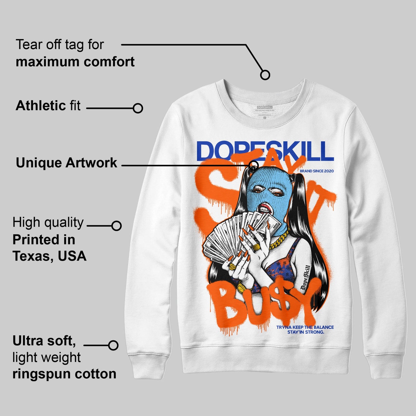Dunk Low Futura Orange Blaze DopeSkill Sweatshirt Stay It Busy Graphic
