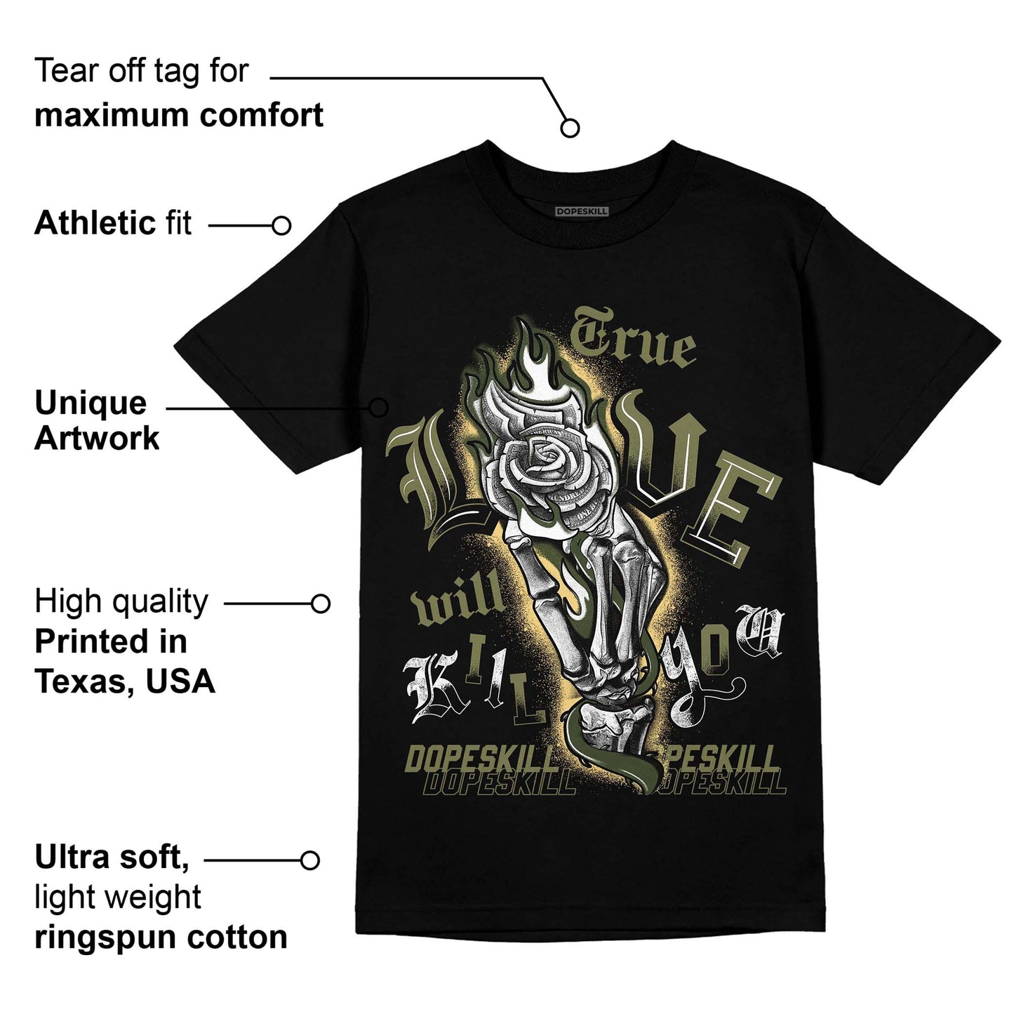 Craft Olive 4s DopeSkill T-Shirt True Love Will Kill You Graphic
