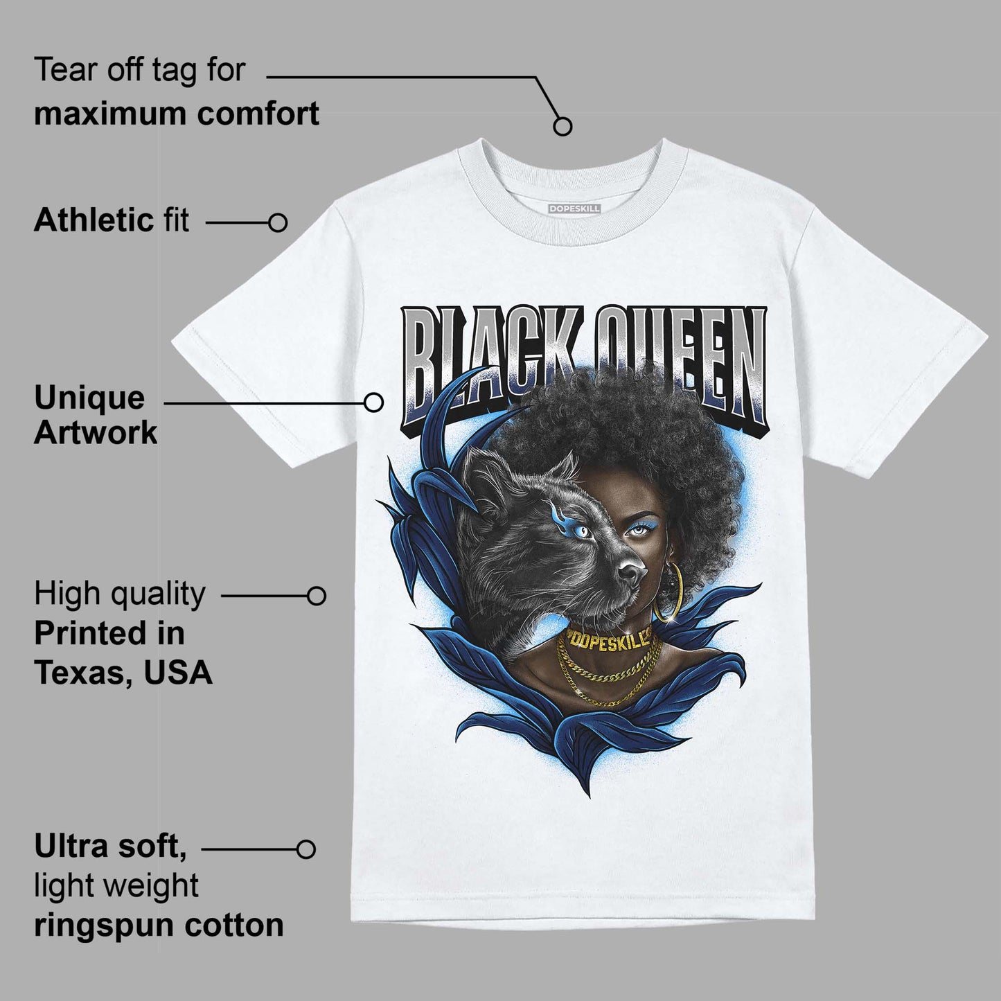 Midnight Navy 3s DopeSkill T-Shirt New Black Queen Graphic