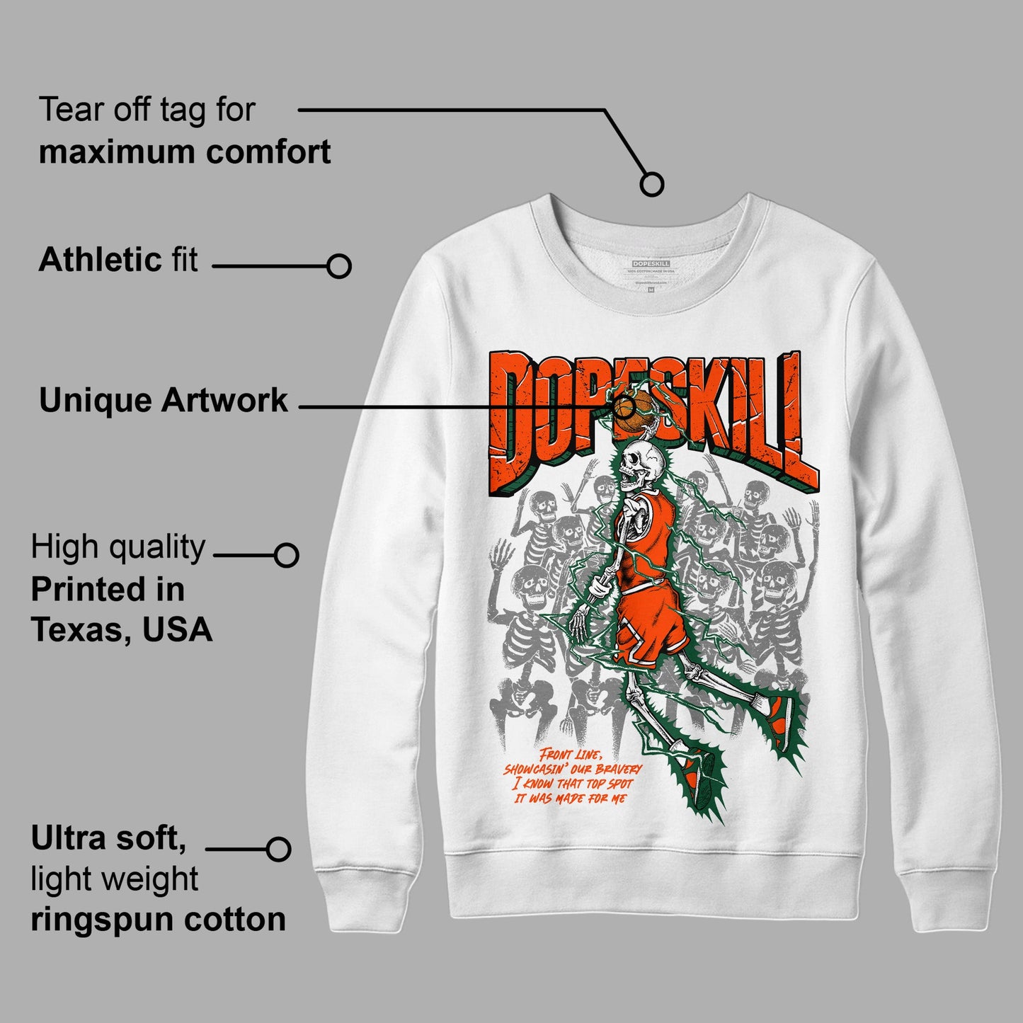Dunk Low Team Dark Green Orange DopeSkill Sweatshirt Thunder Dunk Graphic