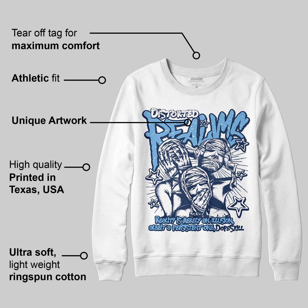 Summit White Navy 4s DopeSkill Sweatshirt Distorted Realms Graphic
