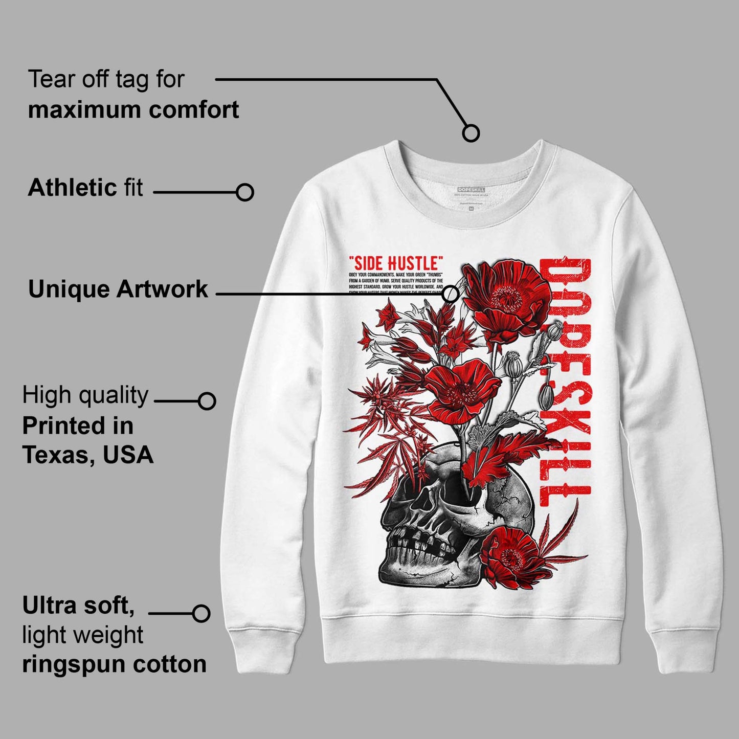 Cherry 12s DopeSkill Sweatshirt Side Hustle Graphic