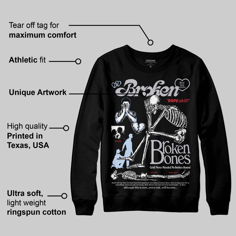 Black Metallic Reimagined 5s DopeSkill Sweatshirt Broken Bones Graphic