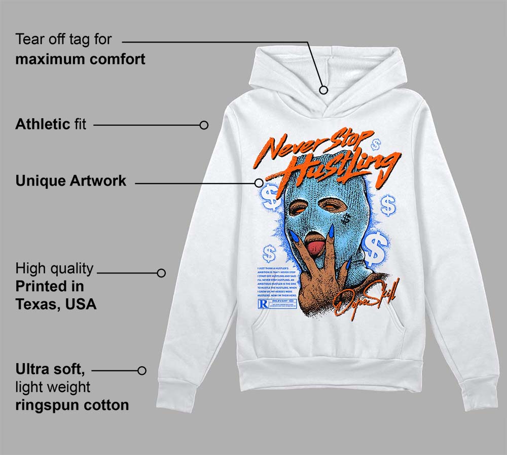 Dunk Futura University Blue DopeSkill Hoodie Sweatshirt Never Stop Hustling Graphic