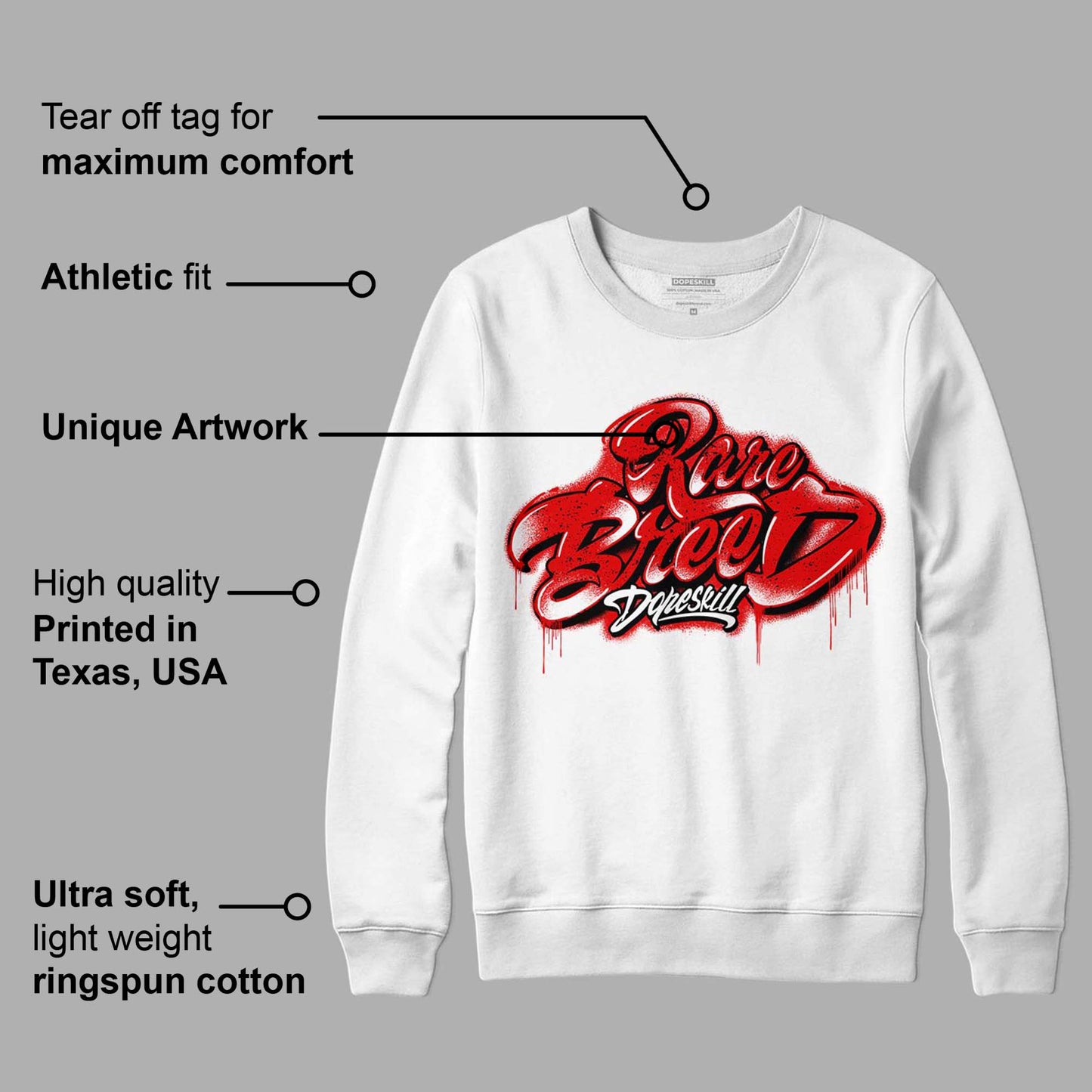 Red Cement 4S DopeSkill Sweatshirt Rare Breed Type Graphic