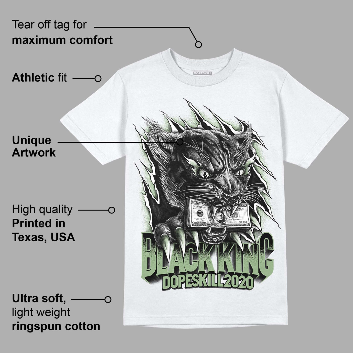 Seafoam 4s DopeSkill T-Shirt Black King Graphic