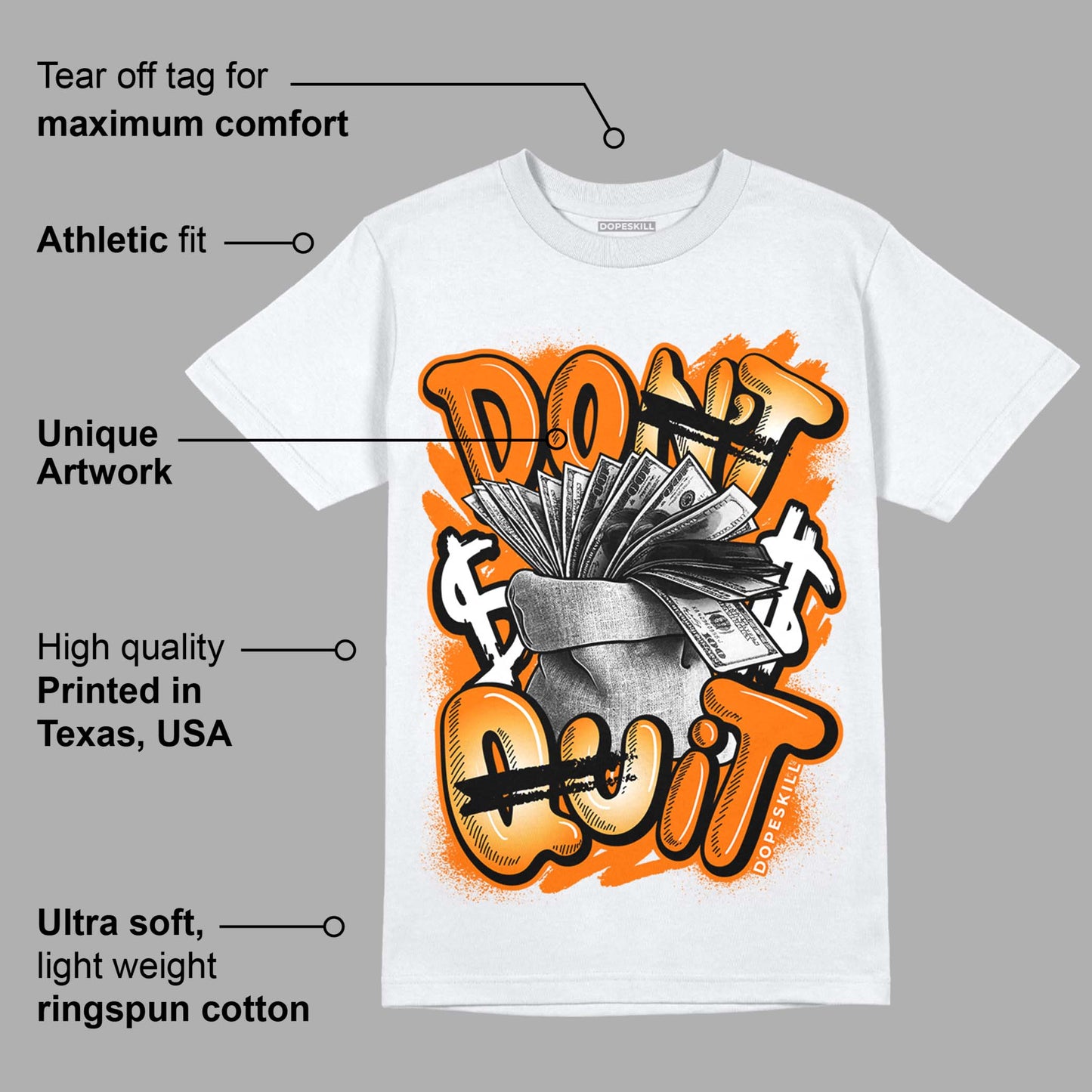 Dunk Low Magma Orange DopeSkill T-Shirt Don't Quit Graphic