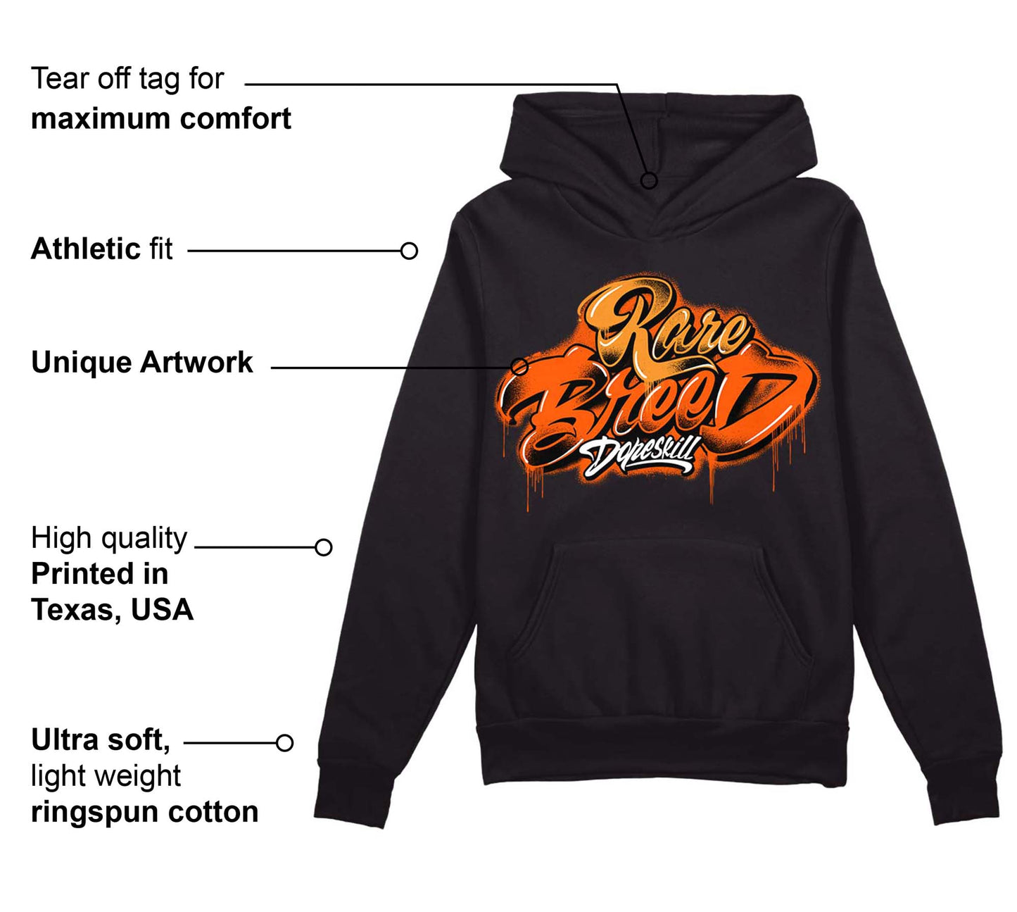 Brilliant Orange 12s DopeSkill Hoodie Sweatshirt Rare Breed Type Graphic