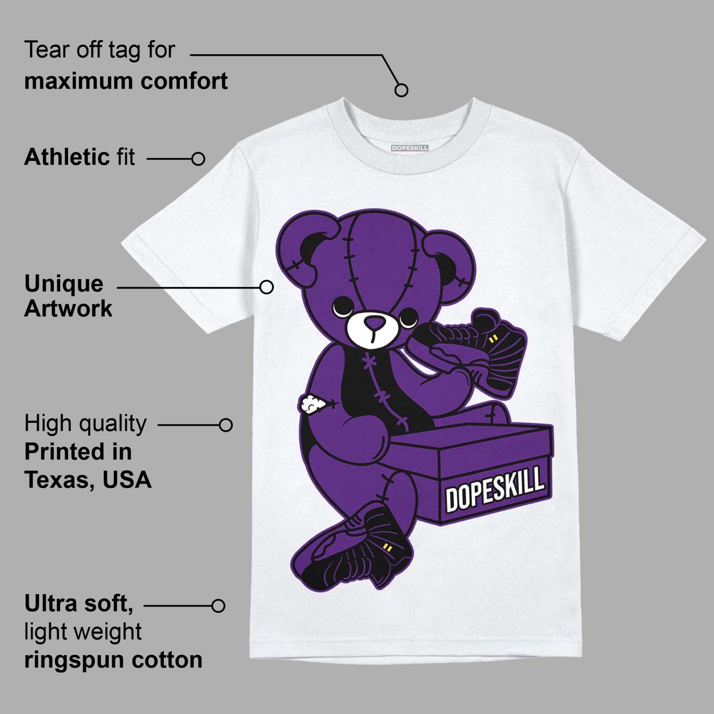 Field Purple 12s DopeSkill T-Shirt Sneakerhead BEAR Graphic
