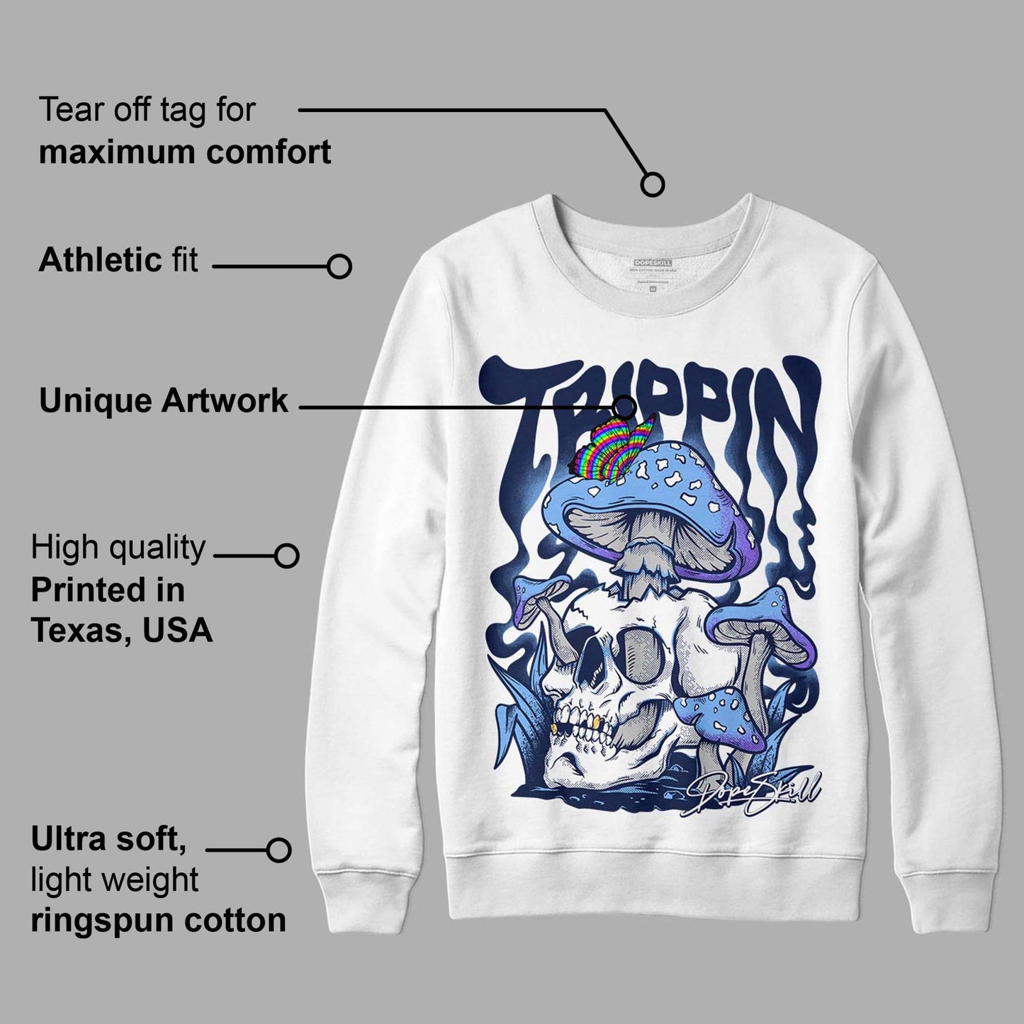 Midnight Navy 5s DopeSkill Sweatshirt Trippin Graphic