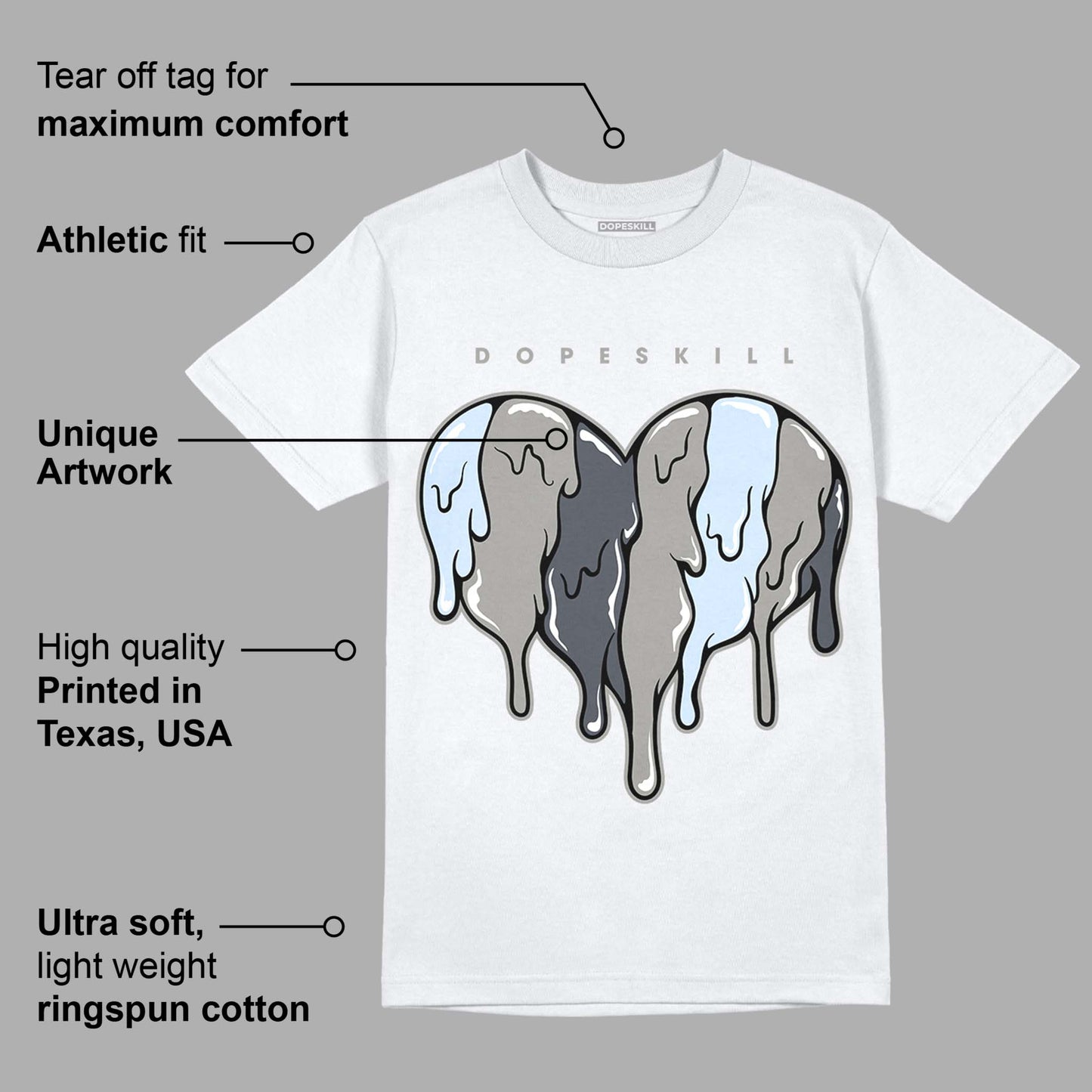 Cool Grey 6s DopeSkill T-Shirt Slime Drip Heart Graphic