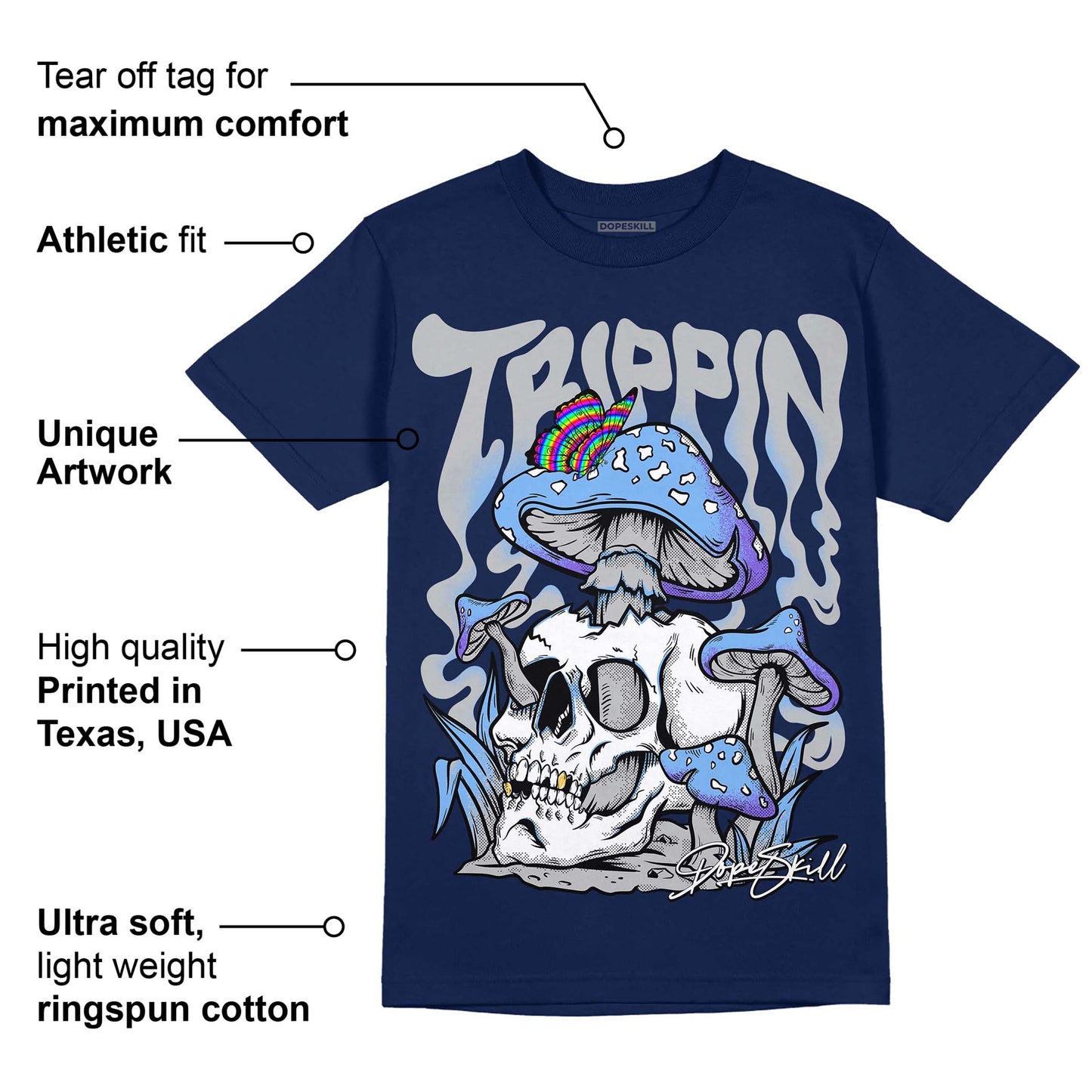 Midnight Navy 5s DopeSkill Navy T-shirt Trippin Graphic