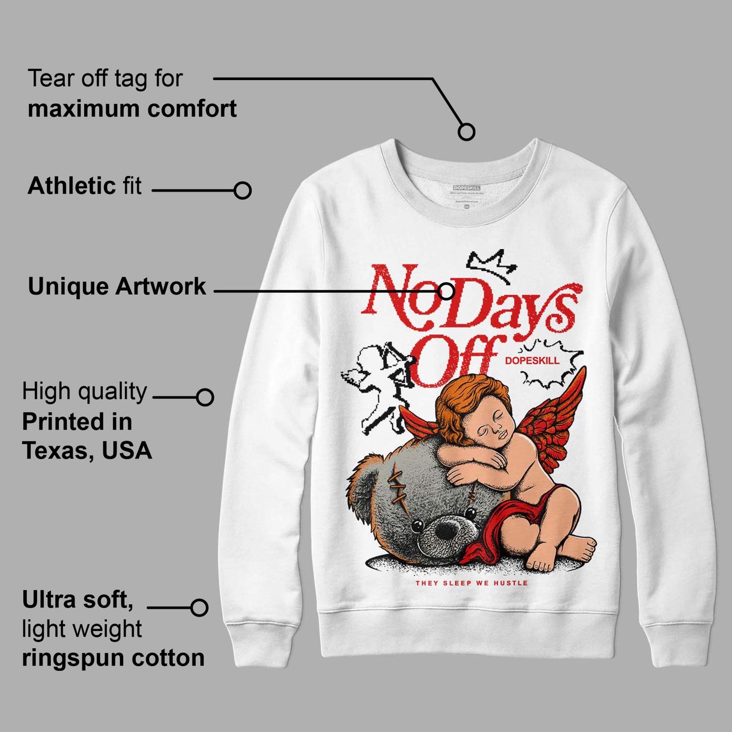Fire Red 3s DopeSkill Sweatshirt New No Days Off Graphic