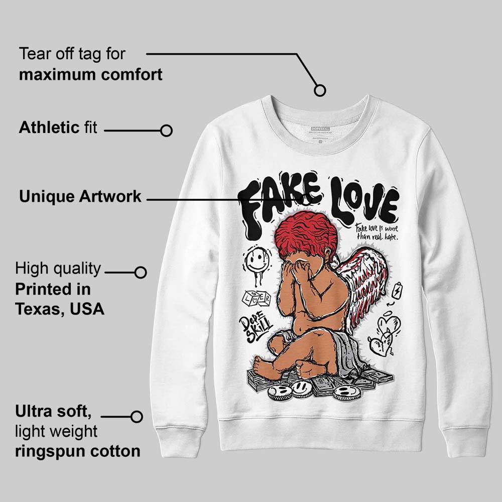 White Cement 4s DopeSkill Sweatshirt False Love Graphic