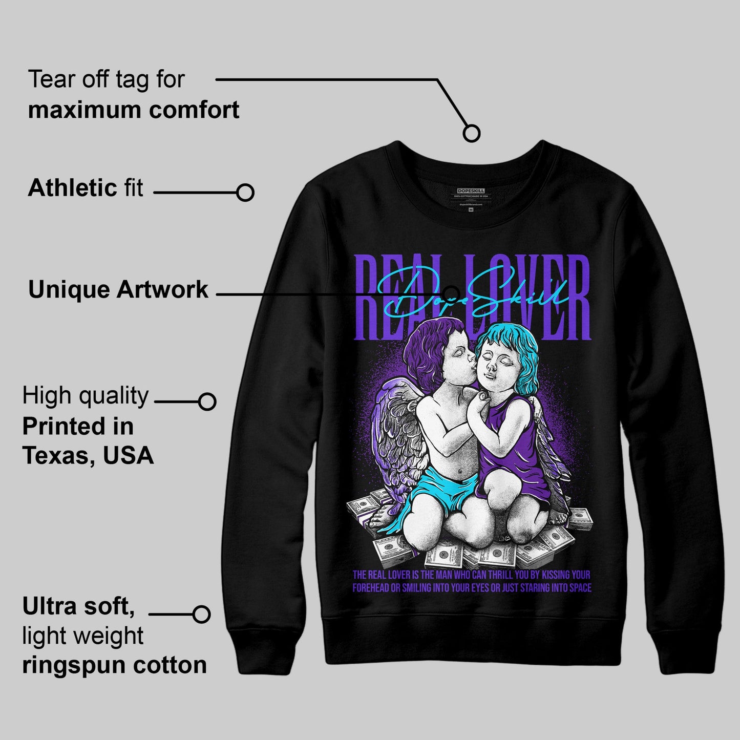 Aqua 6s DopeSkill Sweatshirt Real Lover Graphic