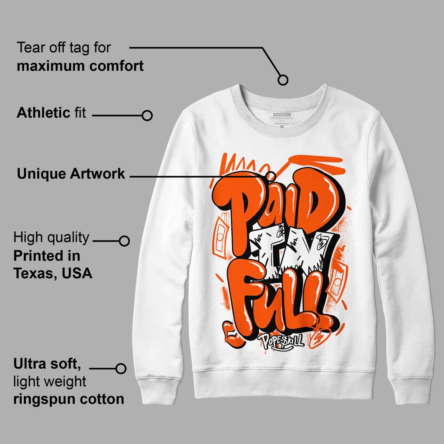 Orange Milk DopeSkill Sweatshirt New Paid In Full Graphic