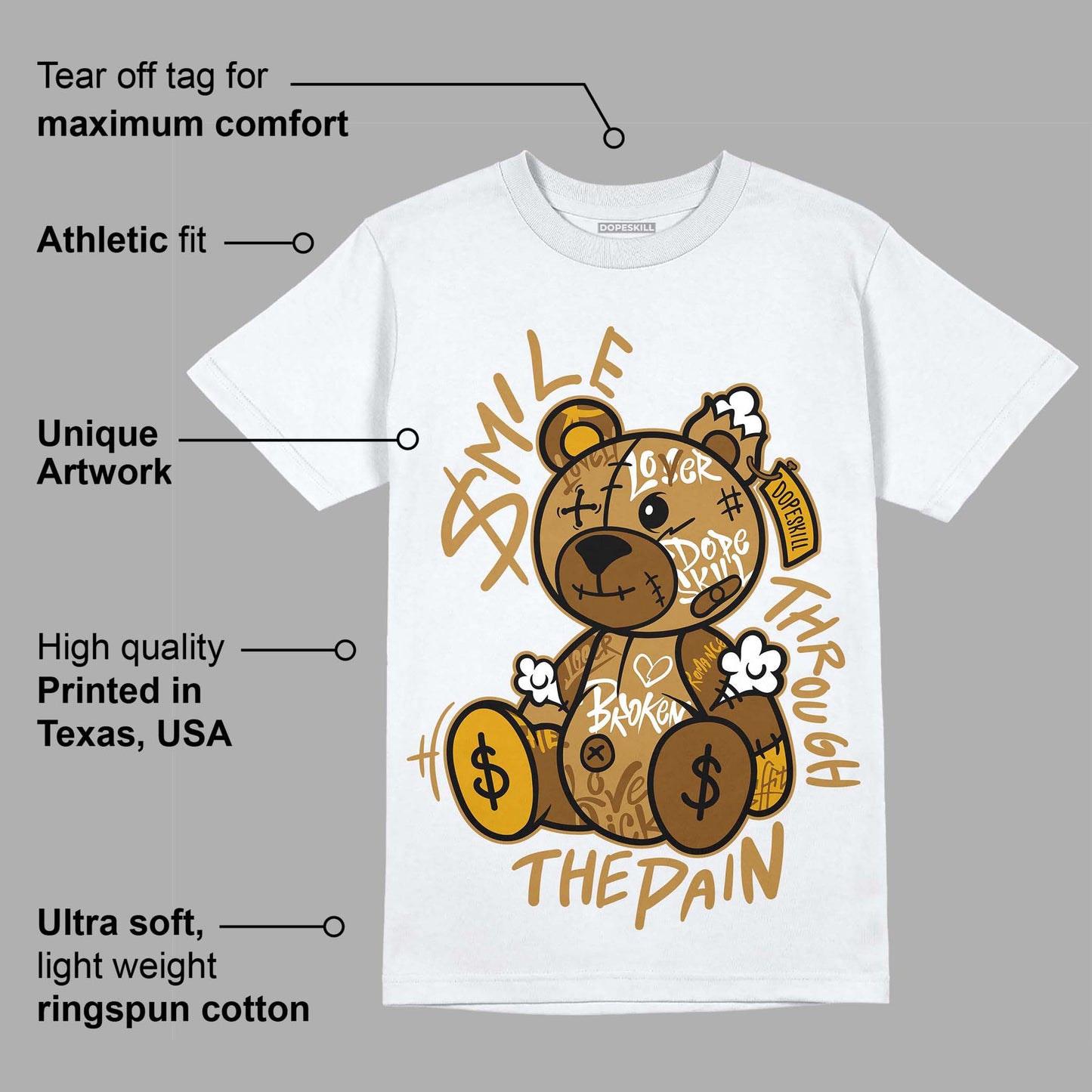 Wheat 13s DopeSkill T-Shirt Smile Through The Pain Graphic