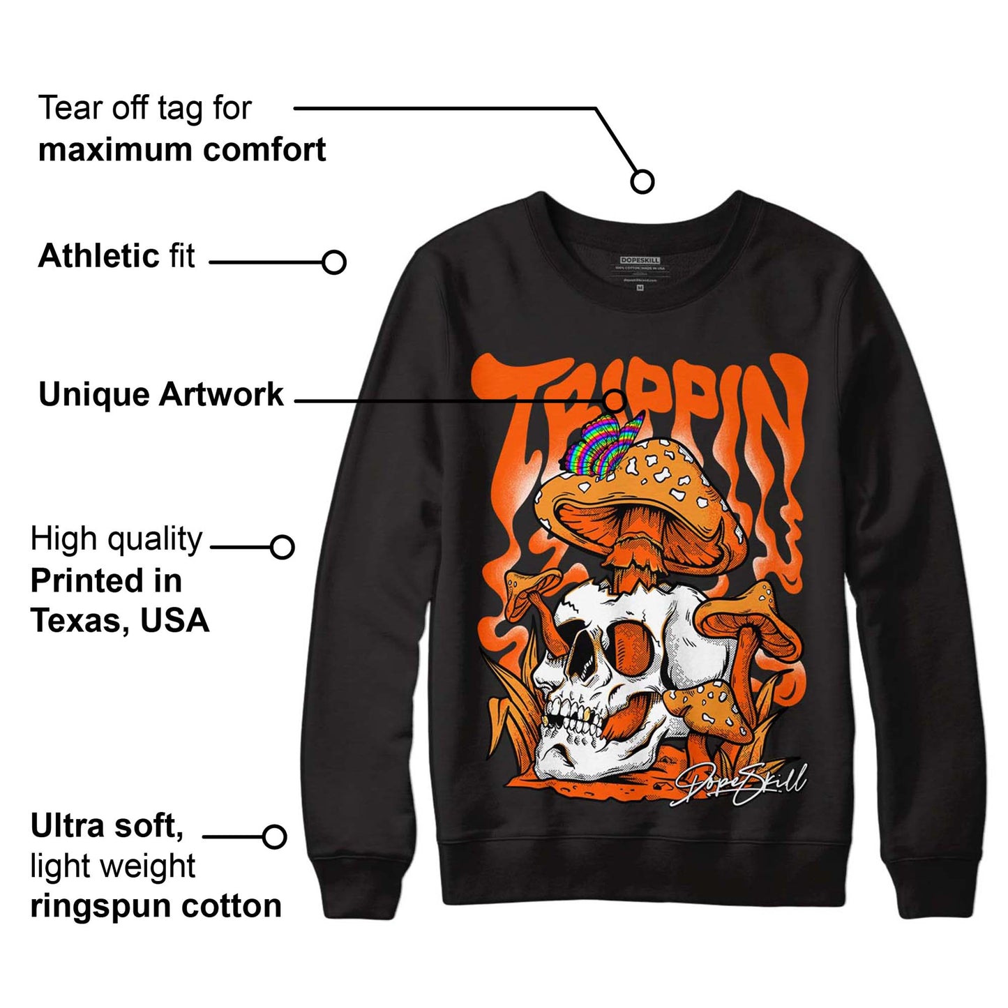 Brilliant Orange 12s DopeSkill Sweatshirt Trippin Graphic