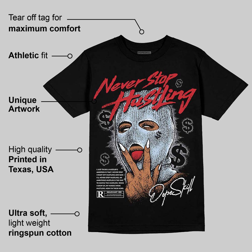 Black Metallic Reimagined 5s DopeSkill T-Shirt Never Stop Hustling Graphic