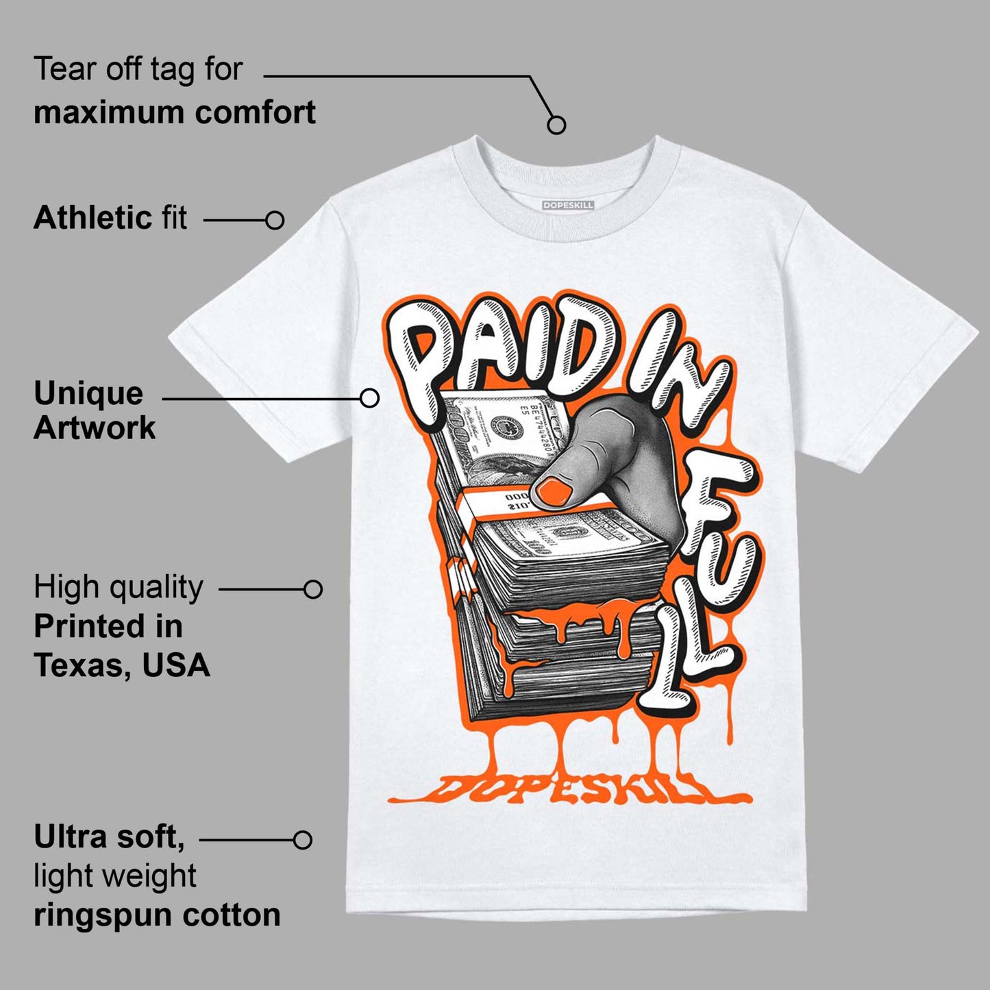 Orange Milk DopeSkill T-Shirt Paid In Full Graphic