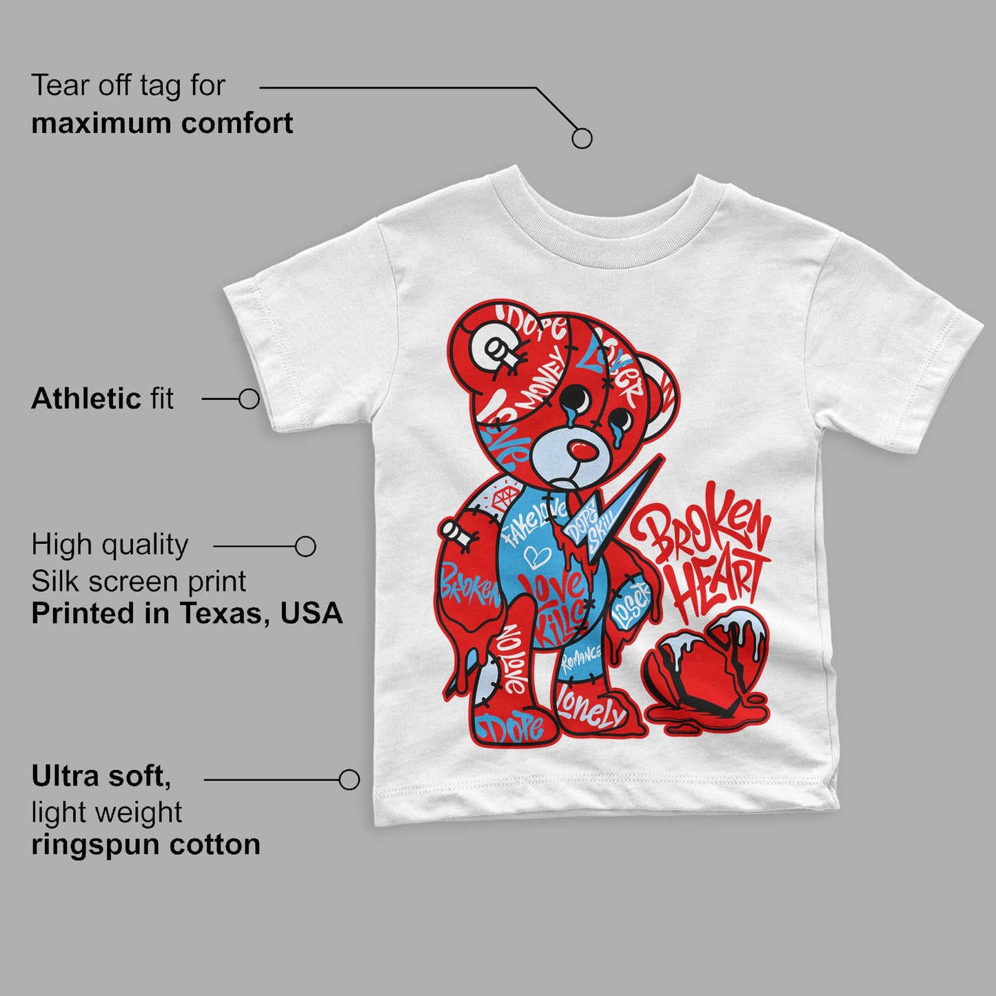 Cherry 11s  DopeSkill Toddler Kids T-shirt Broken Heart Graphic