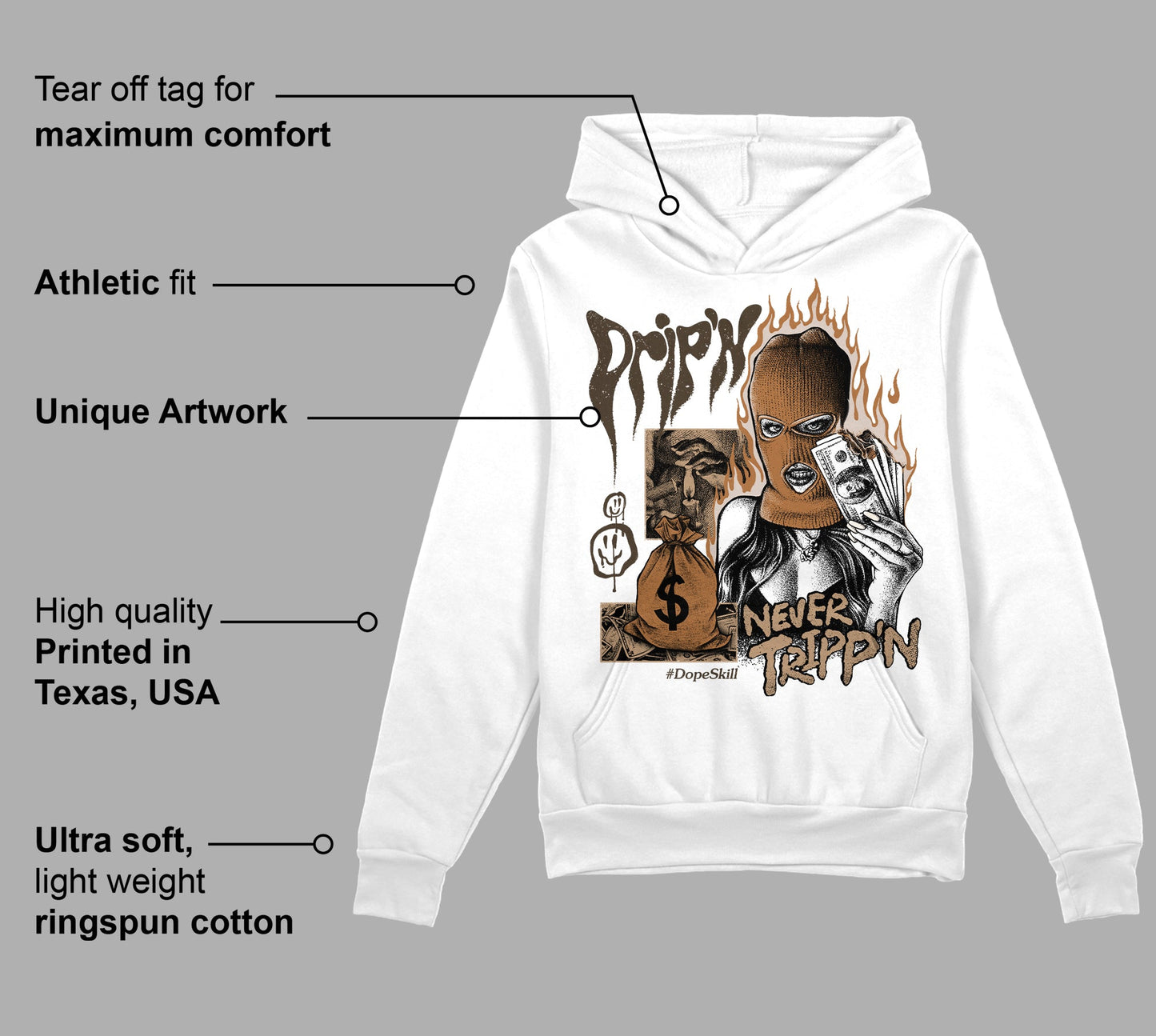 Palomino 3s DopeSkill Hoodie Sweatshirt Drip'n Never Tripp'n Graphic